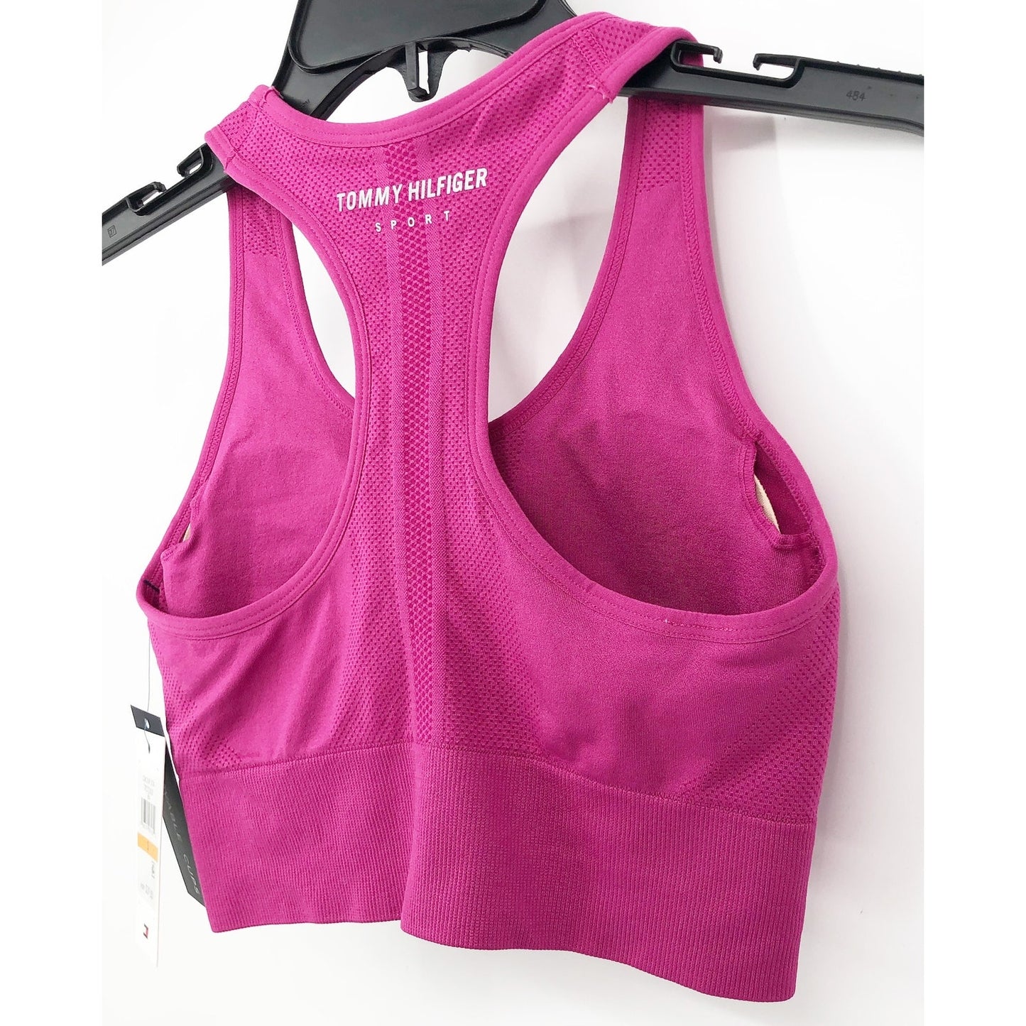 TOMMY HILFIGER SPORT Seamless Sports Bra Small Pink Dahlia Seamless Scoop NWT