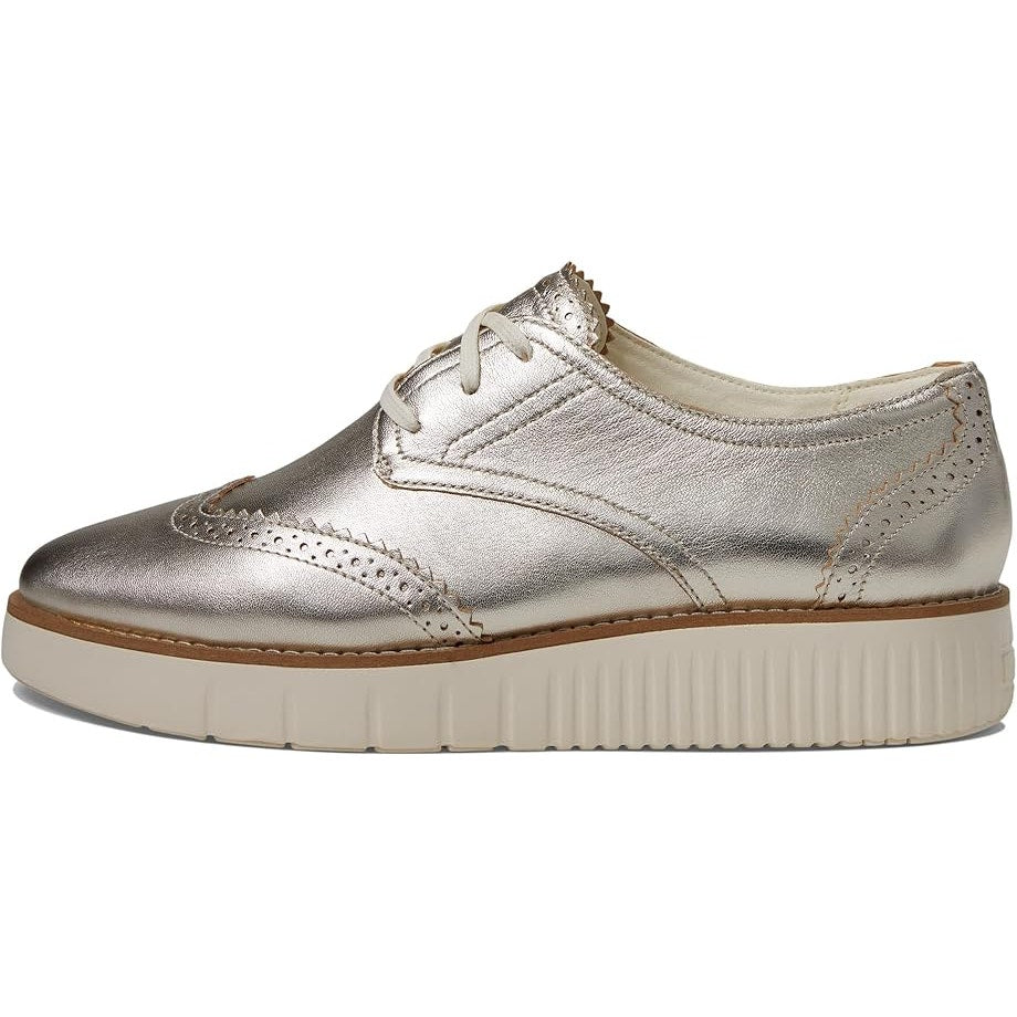 Cole Haan Womens Grand City Platform Oxfords Size 9 Gold Metallic Shoes NWOB