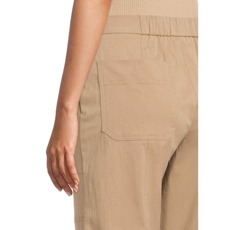 ELLIOT LAUREN Womens Wide Leg Crop Pants Size 8 Tan Driftwood Elastic Waist NWT