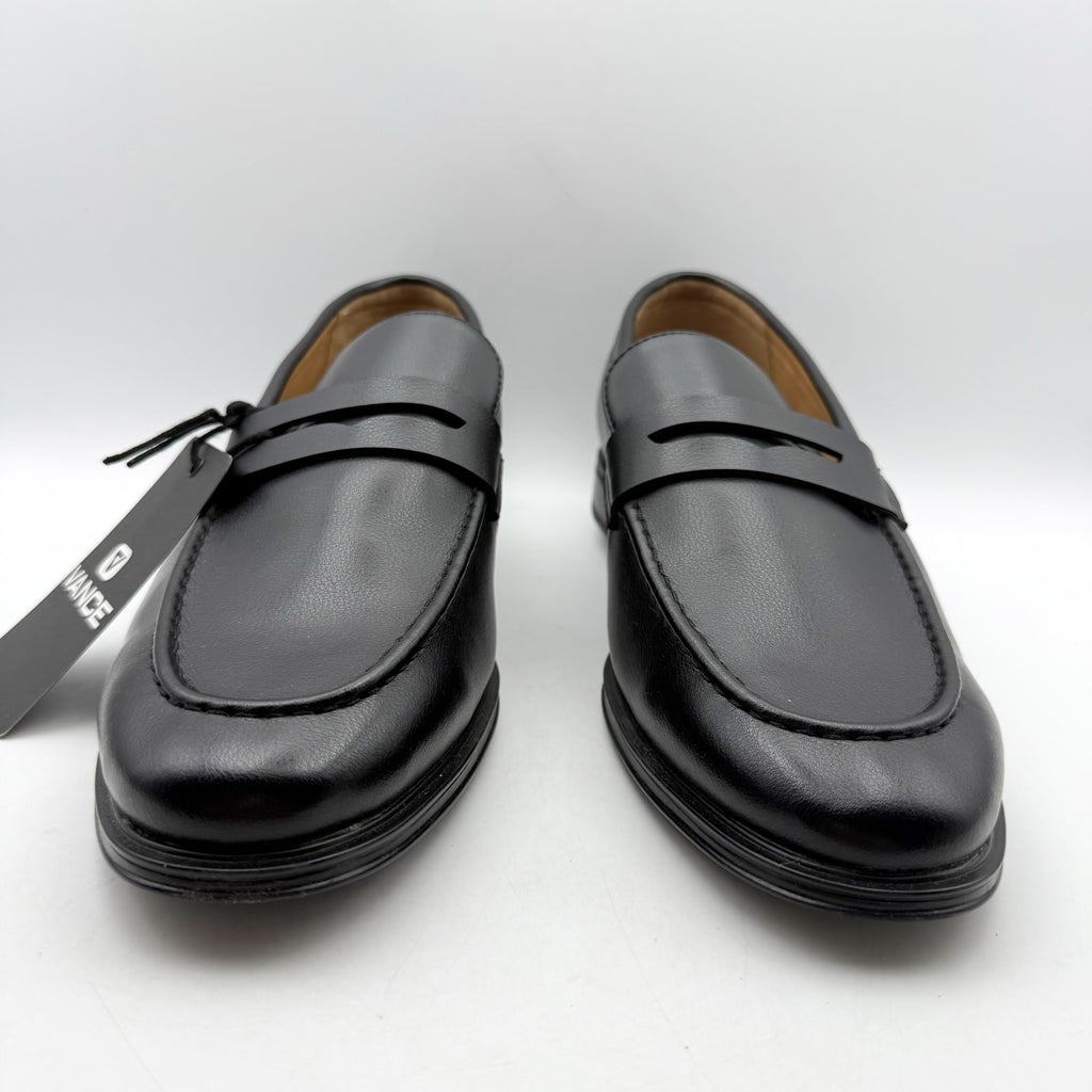 Vance Co. Mens Phineas Penny Loafers SIZE 11 WIDE EU 44 Black Leather NWOB