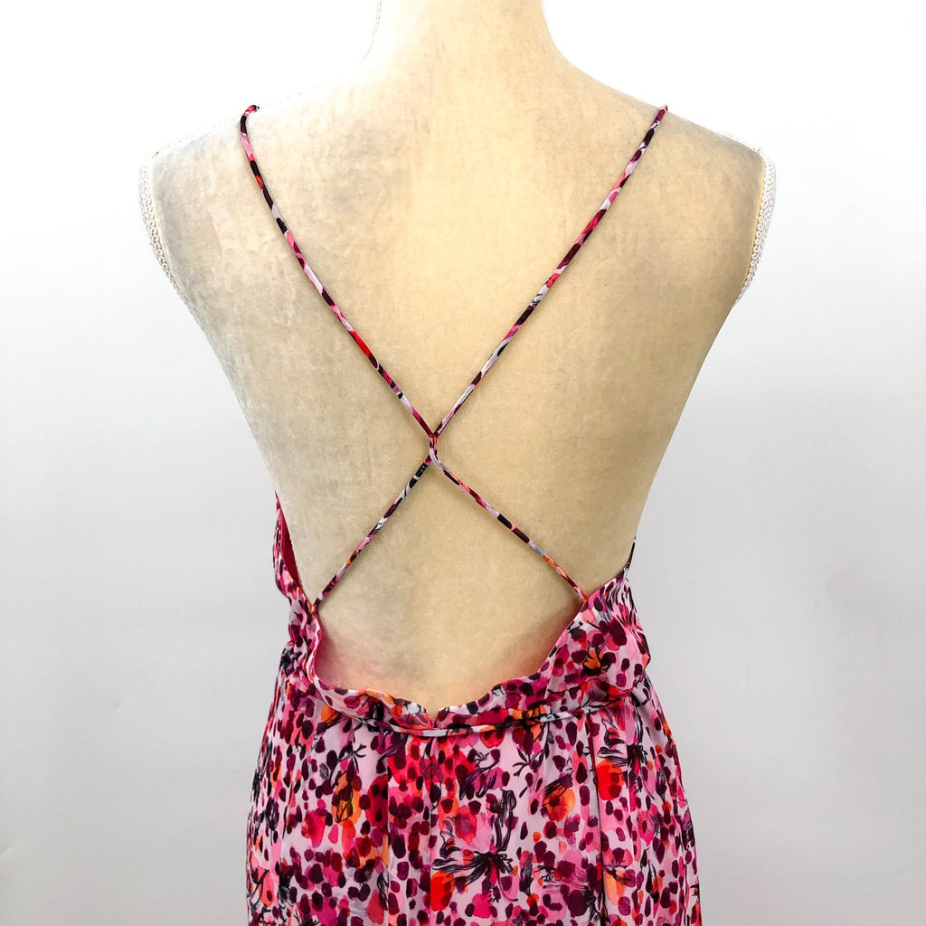 REISS Women's Pippa Floral Printed Midi Dress Size 12 Pink Sleeveless NWT