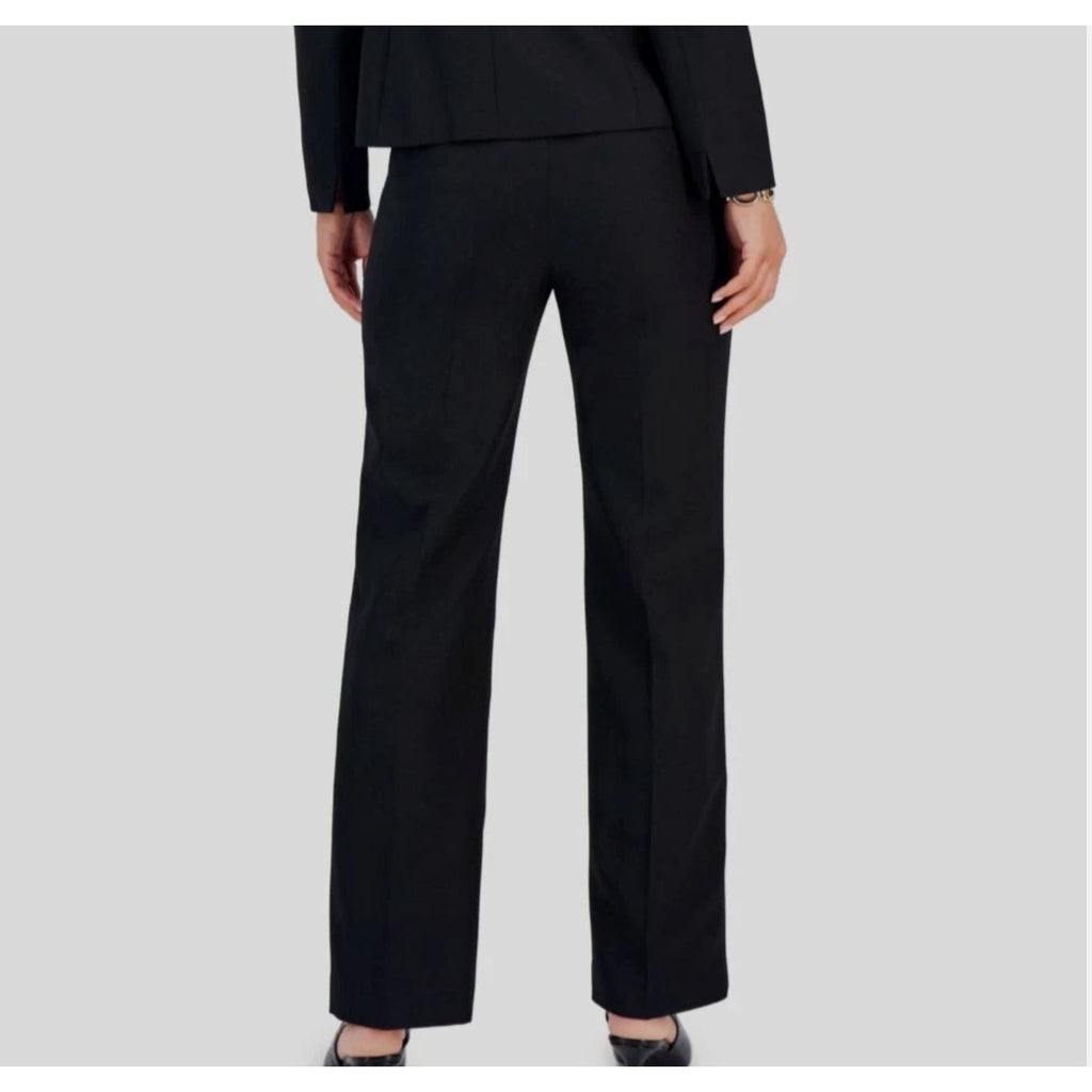 LE SUIT Women's Kate Straight Leg Dress Pants Size 6 Petite Black Flat Front NWT