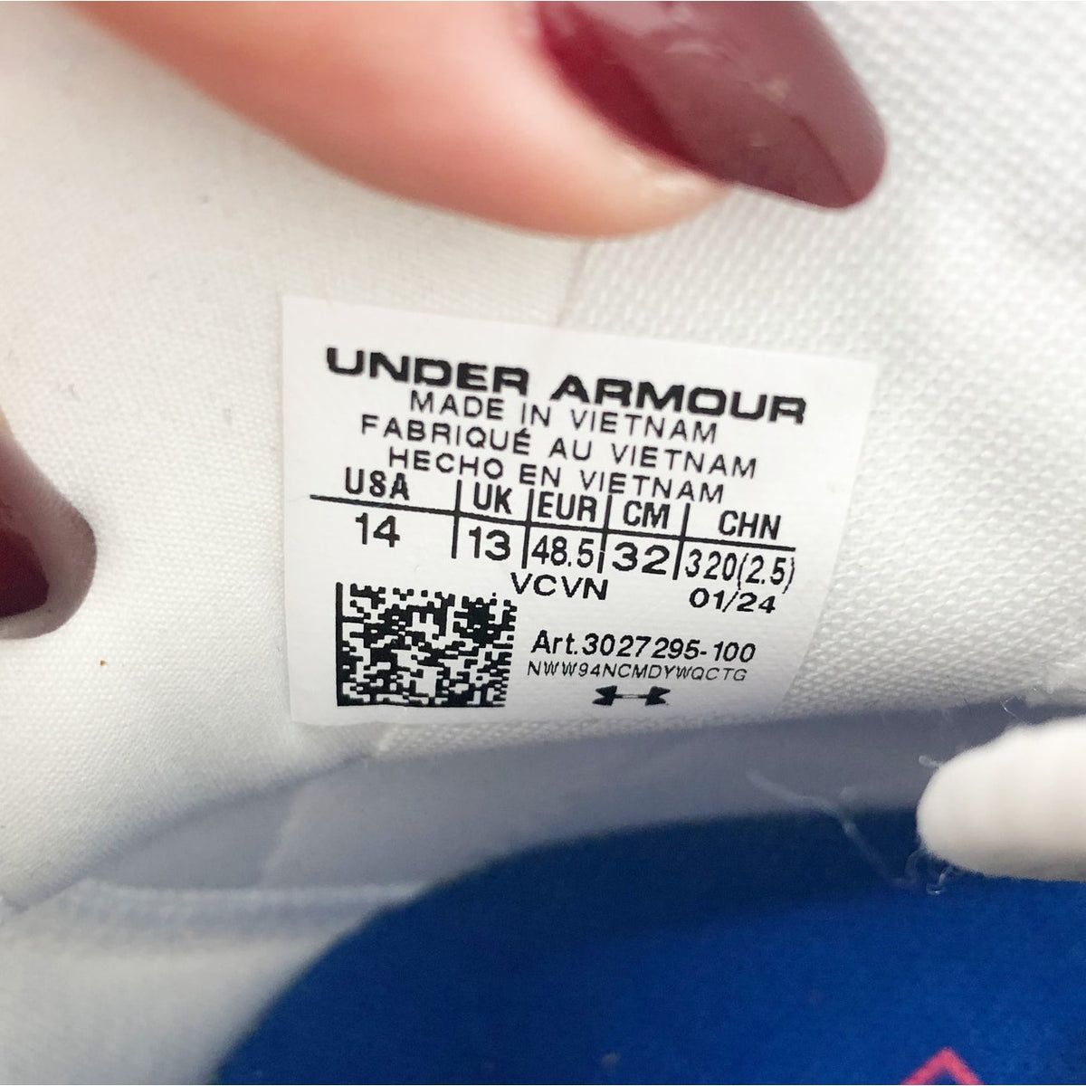 Under Armour Spotlight Clone 4 MC TX Football Cleats Mens 14 White Blue NWOB