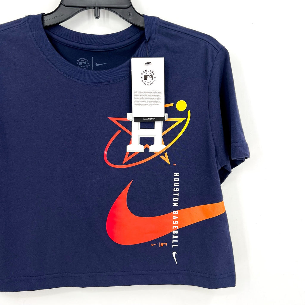 NIKE Womens Houston Astros City Connect Cropped T-Shirt XS Navy Blue NWT