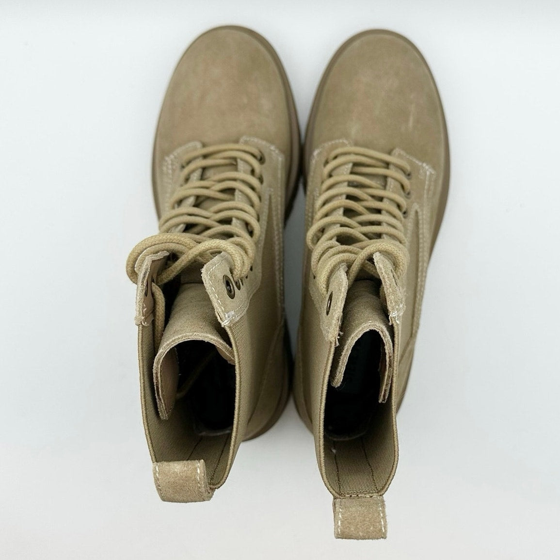 Steve Madden Womens Kenny Combat Boots US 6.5 M Taupe Tan Leather Lace Up NIB