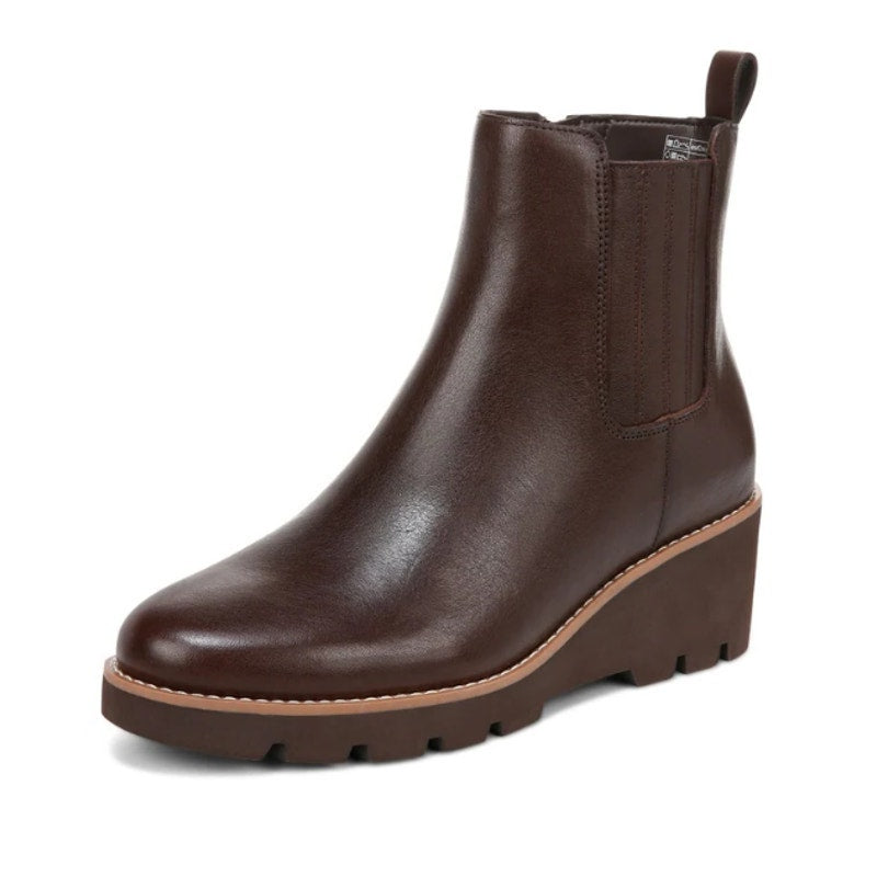 Vionic Womens Aria Ankle Booties US 7.5 WIDE EU 38 Brown Leather Boots NWOB