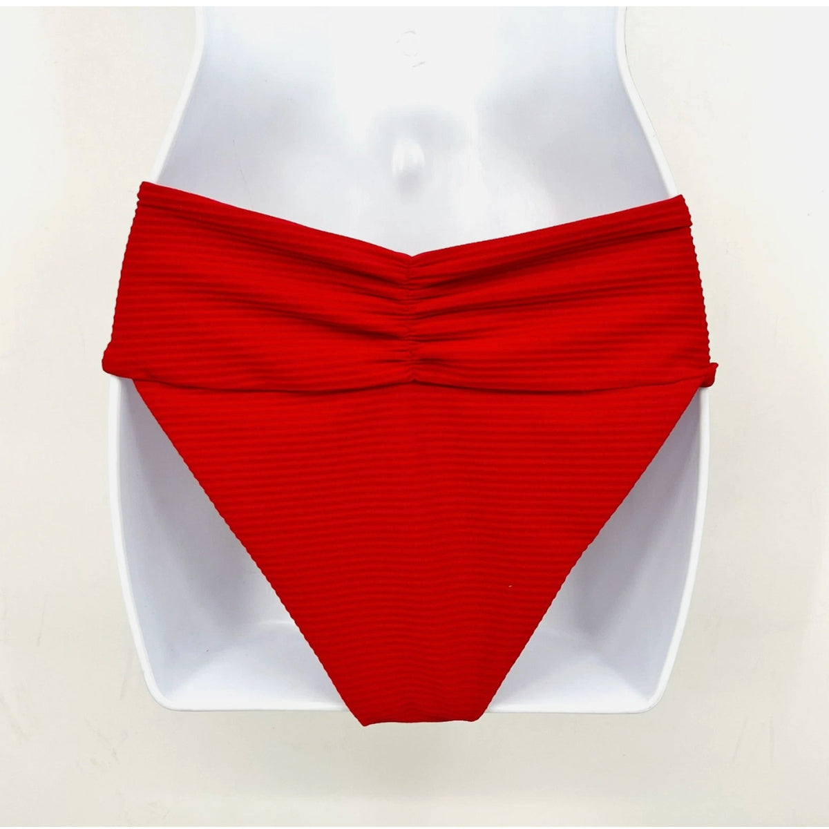 L*Space Eco Chic Repreve Bardot Bikini Bottom Large Lipstick Red NWT