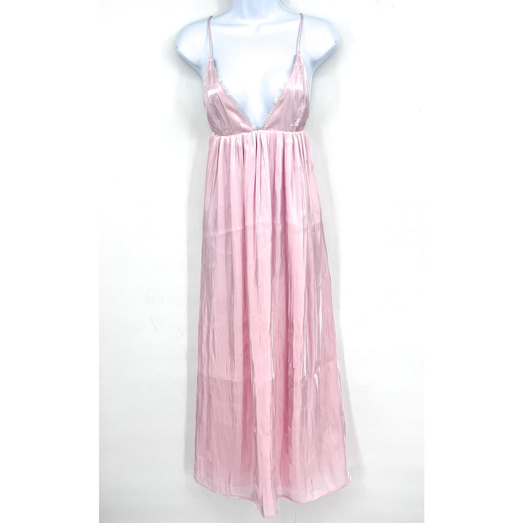 GANNI Womens Changeant Strap Dress Size 38 US 6 Chalk Pink Satin Slip Dress NWOT