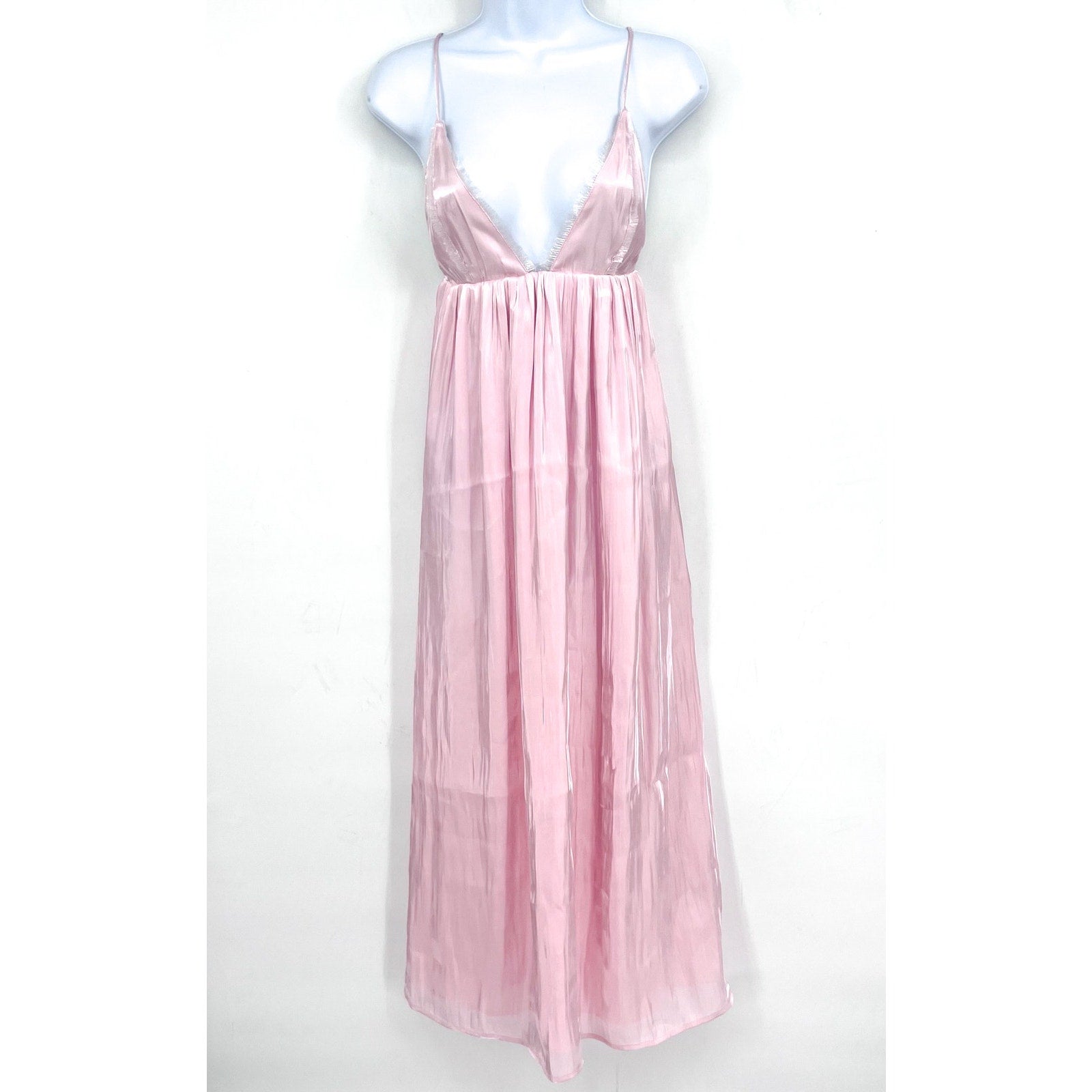 GANNI Womens Changeant Strap Dress Size 38 US 6 Chalk Pink Satin Slip Dress NWOT