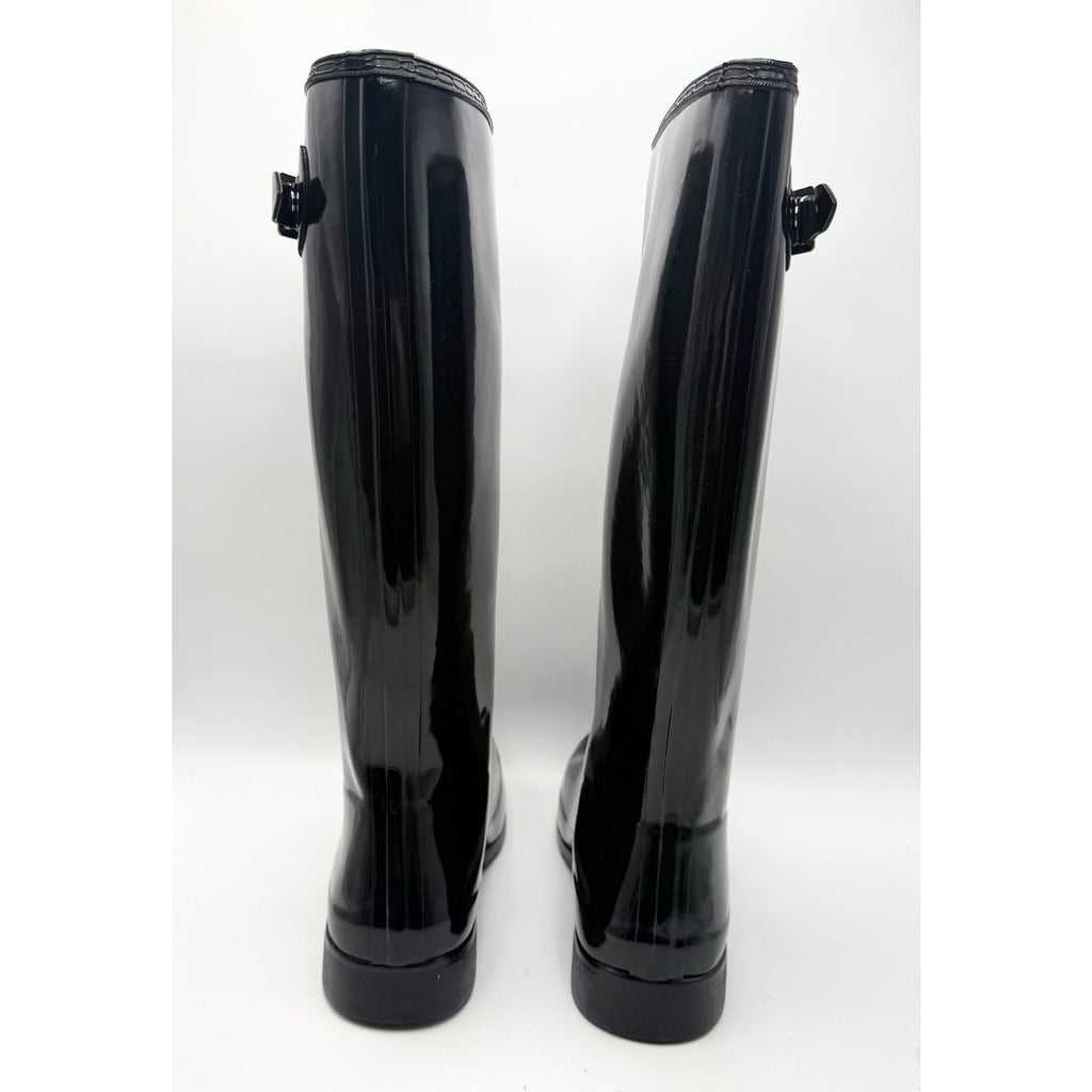 Hunter Womens Original Tall Gloss Rain Boots US 10 Black Waterproof NWOB