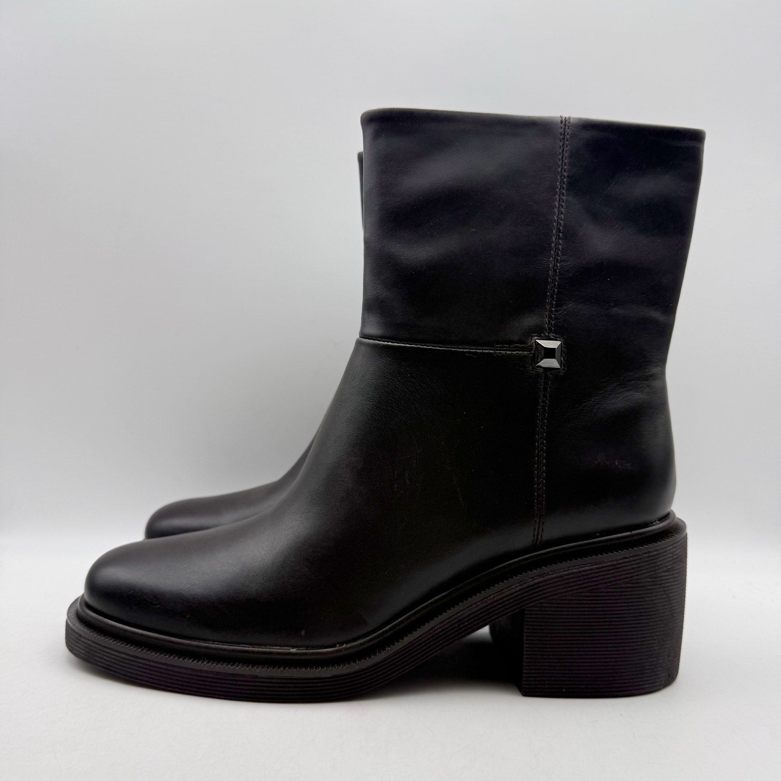 Franco Sarto Womens Kyra Heeled Boots US 9 Black Leather NWOB