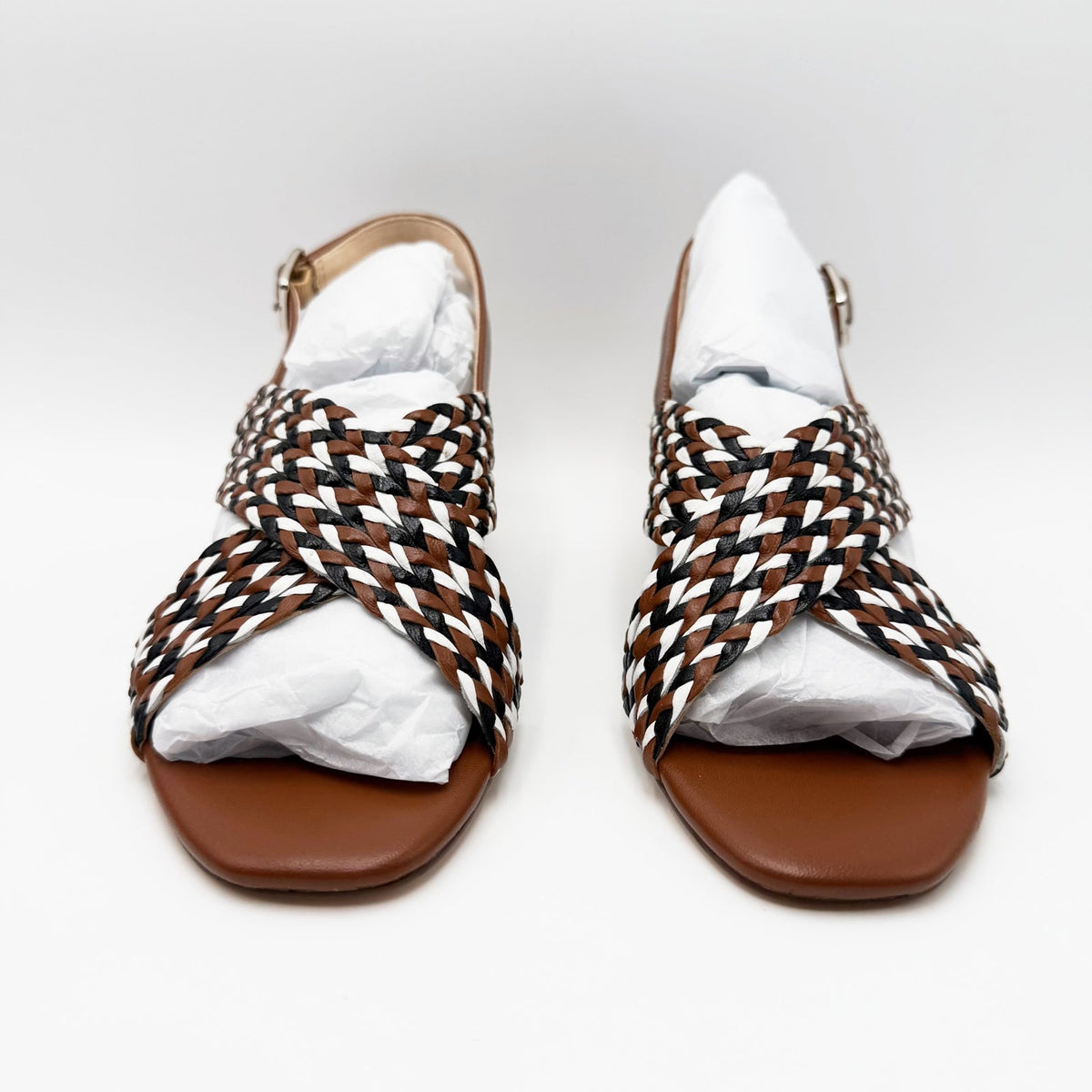 Vaneli Womens Cadmus Woven Slingback Sandals Size 7 Brown Block Heel NIB