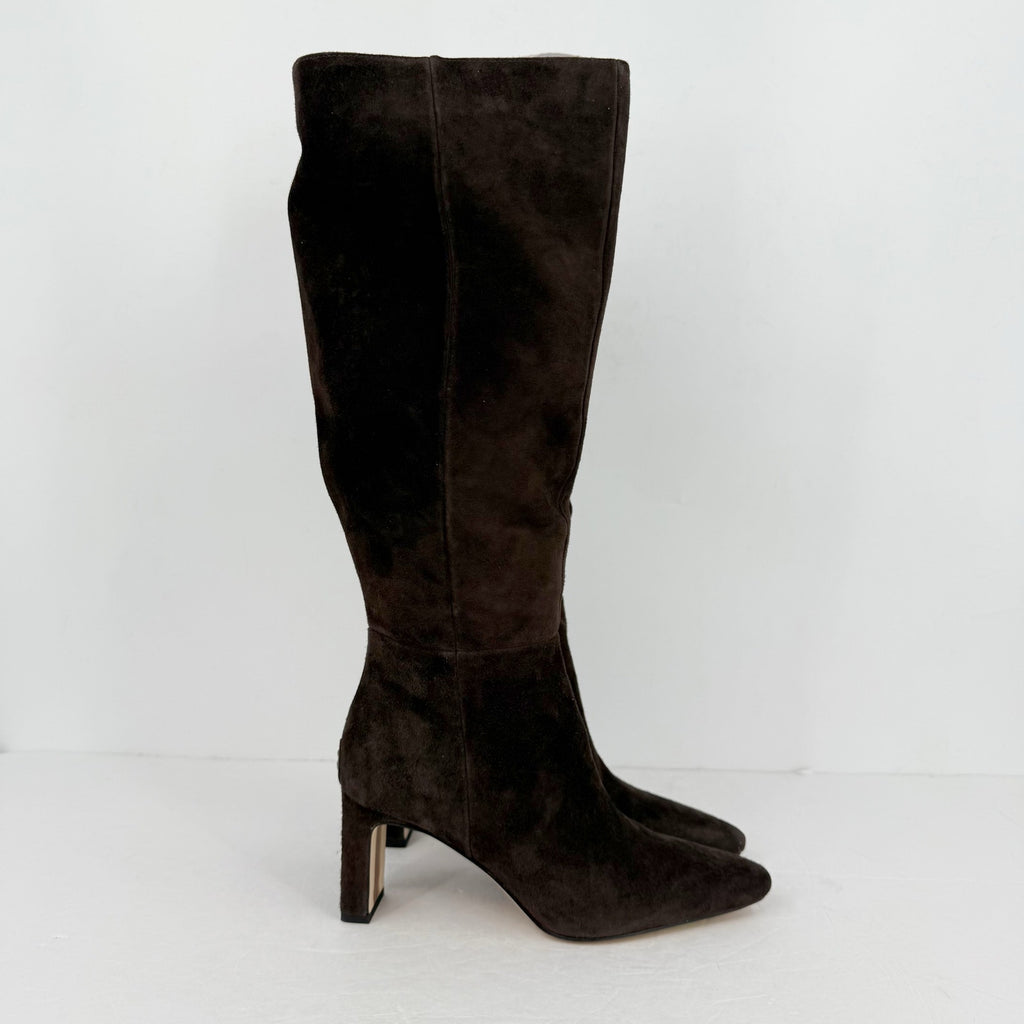 SAM EDELMAN Womens Sylvia Knee High Boots US 10M WIDE CALF Brown Suede NWOB