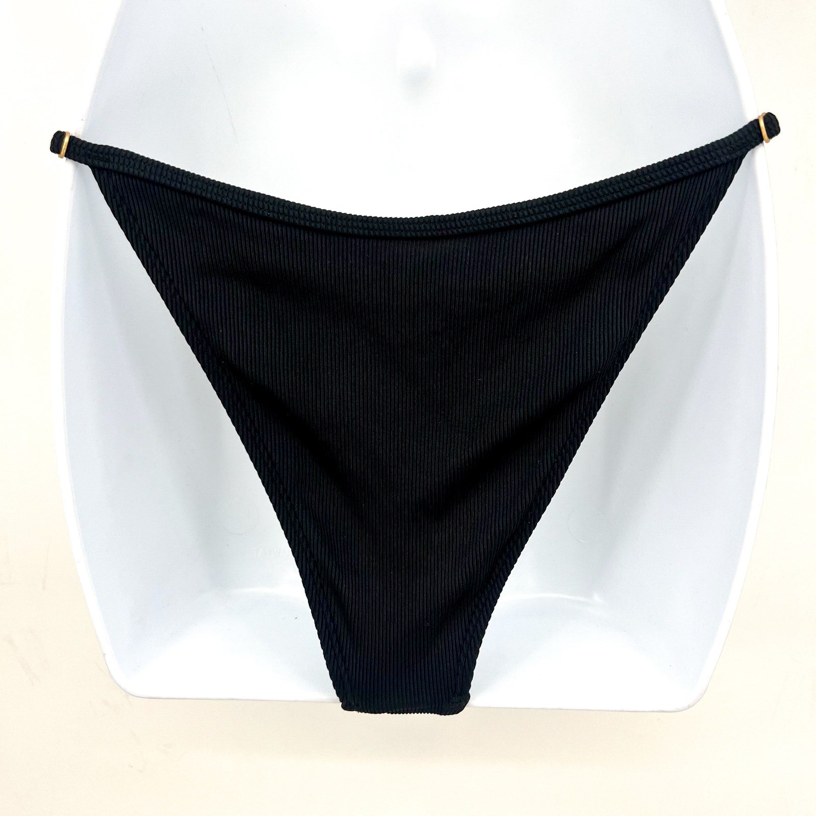 LSPACE Women's Remi Bikini Bottom Medium Black Ribbed Knit Adjustable NWT