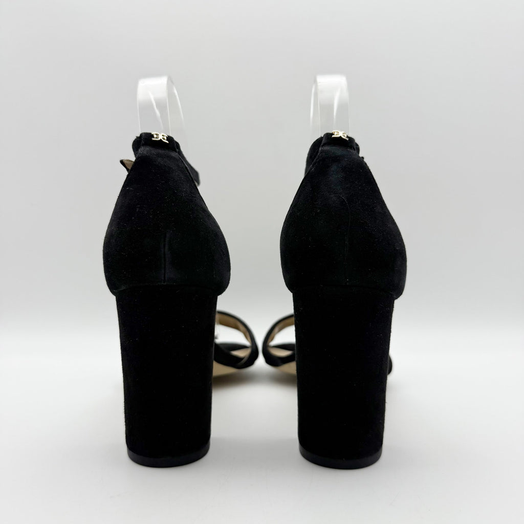 Sam Edelman Womens Robyn Heels Size 10 M Black Suede Leather Ankle Strap NWOB