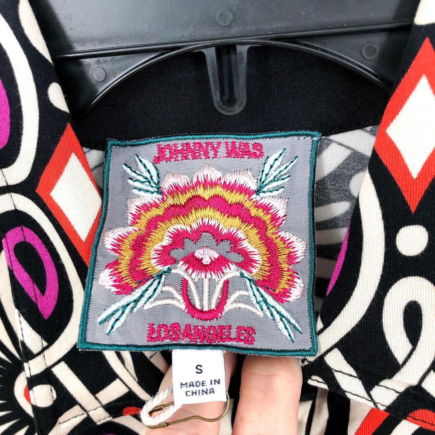 Johnny Was Womens Janie Favorite Button Front Shirt Small Black Print Siera NWT