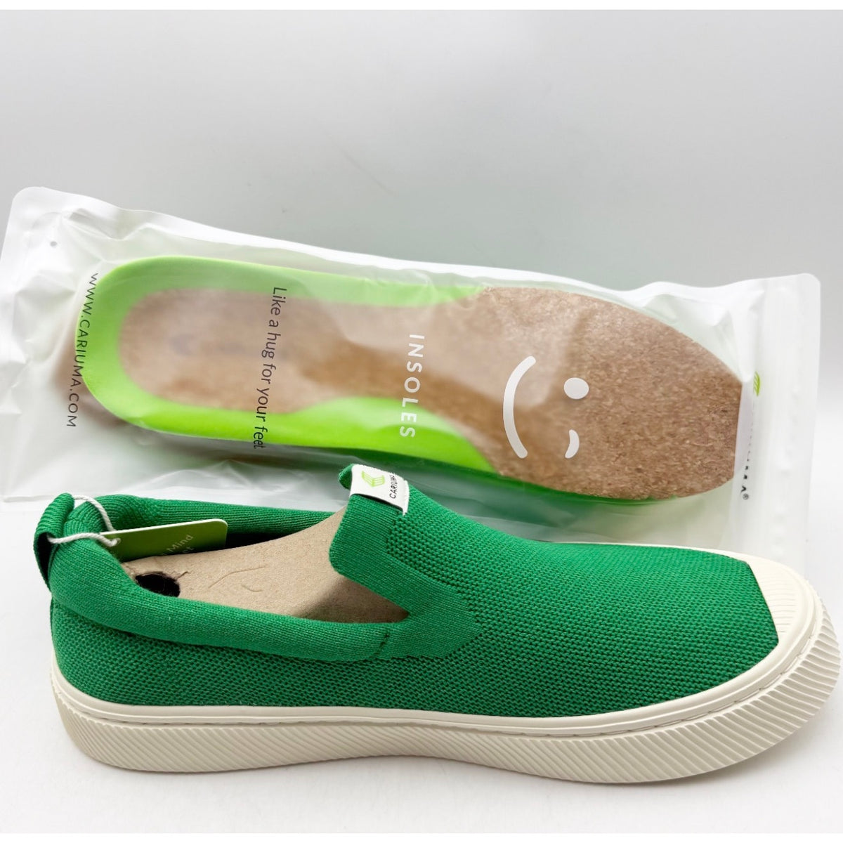 Cariuma IBI Slip On Casual Sneakers Mens 10.5 Womens 12 Green Knit Bamboo NIB