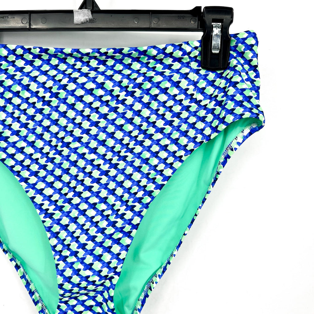 TOMMY BAHAMA Mosaic Bikini Bottoms Medium Beach Glass Blue Palm Modern NWT