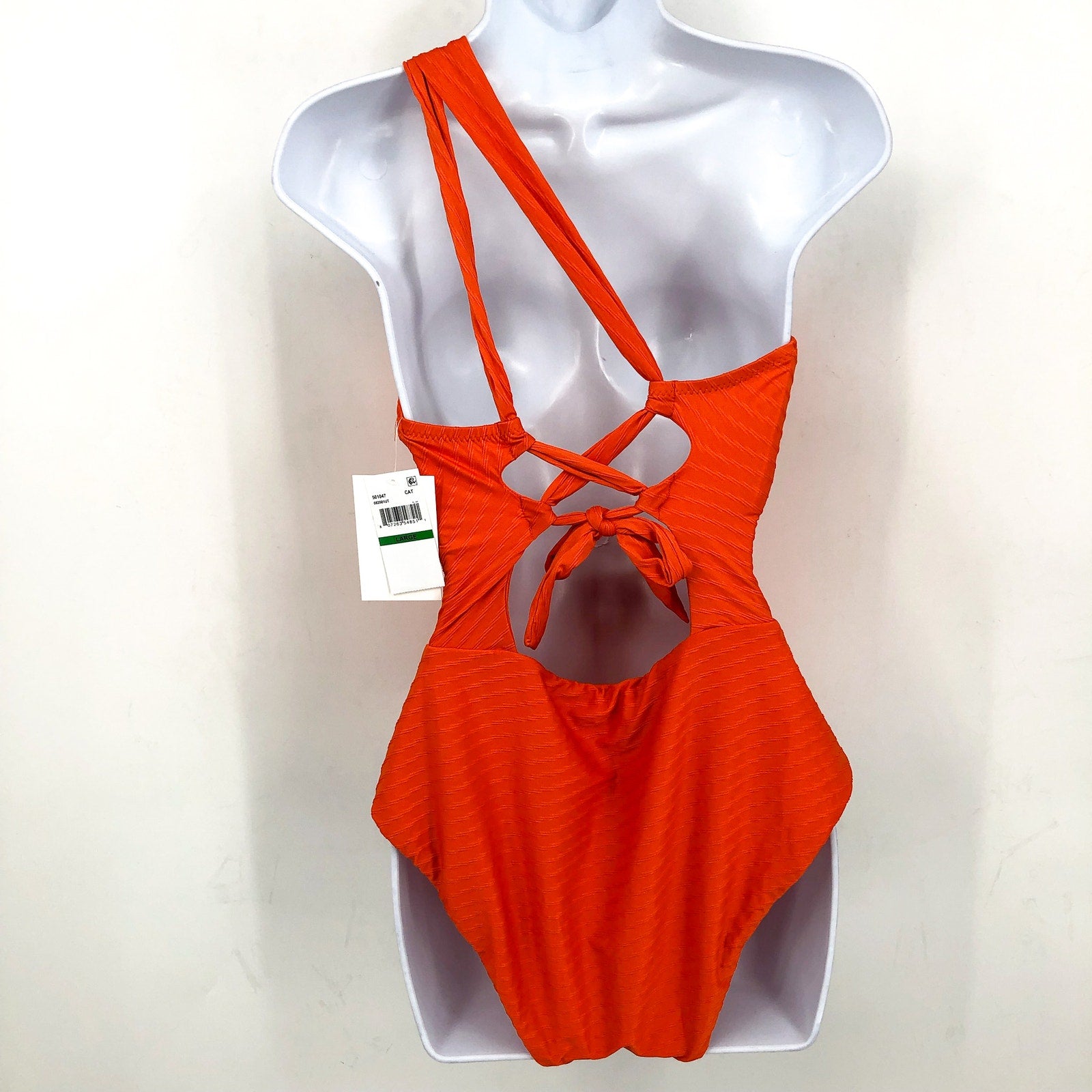 BECCA Women's Catalonia One Piece Swimsuit Small Carrot Orange Asymmetrical