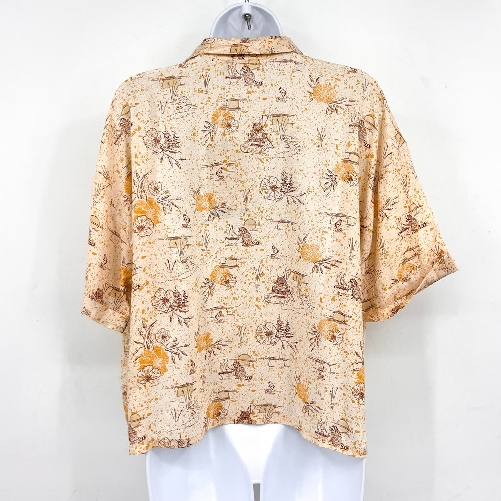 PRANA Women's Iguala Cropped Shirt Top XL Golden Hour Escape Button Front NWT