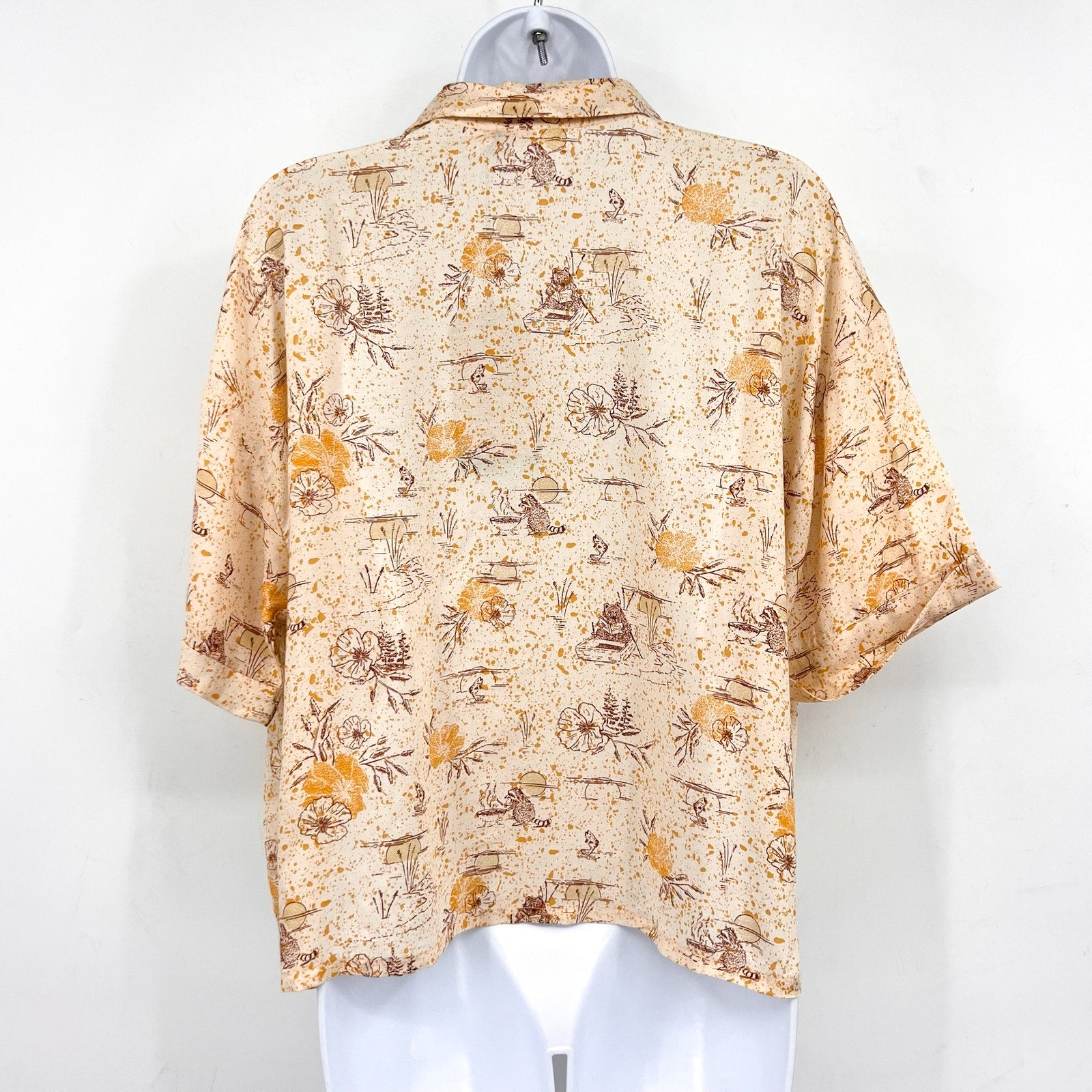 PRANA Women's Iguala Cropped Shirt Top XL Golden Hour Escape Button Front NWT