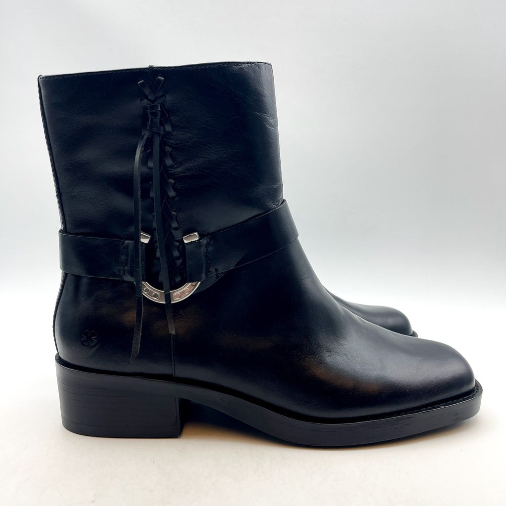 Lucky Brand Womens Kamany Ankle Boots Size 11 Black Braided Leather Booties NWOB
