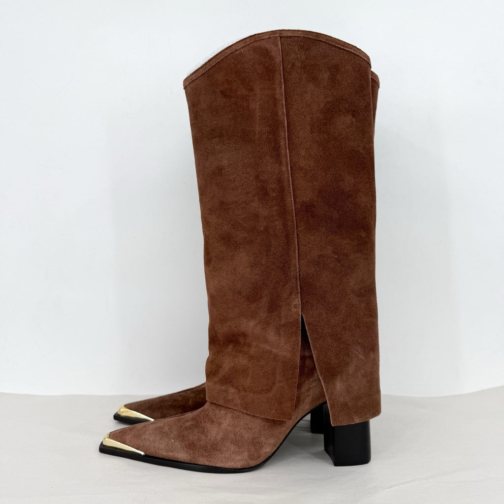 SCHUTZ Womens Raffaela Up Cloak Knee High Boots US 9 M Root Brown Suede NWOB
