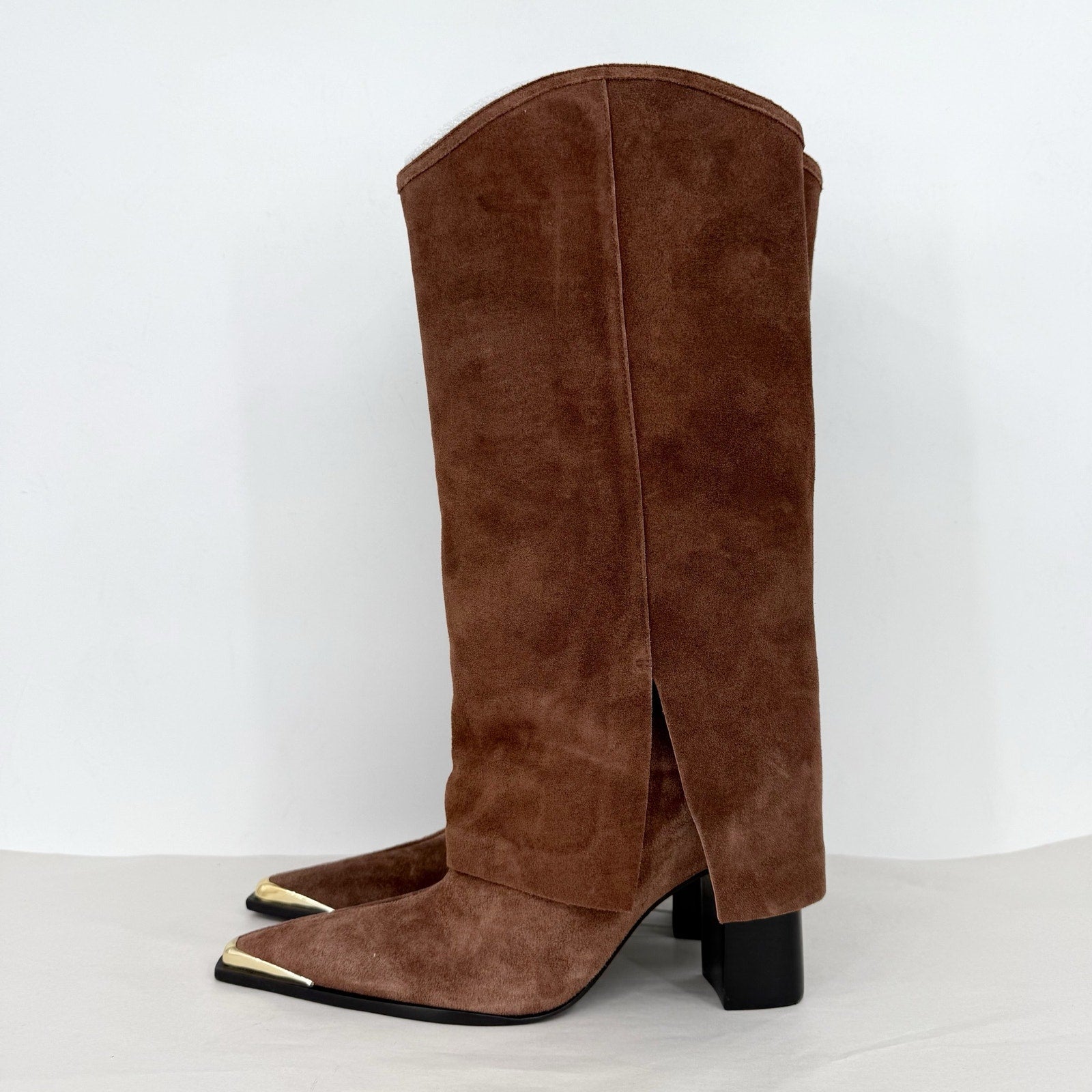 SCHUTZ Womens Raffaela Up Cloak Knee High Boots US 9 M Root Brown Suede NWOB