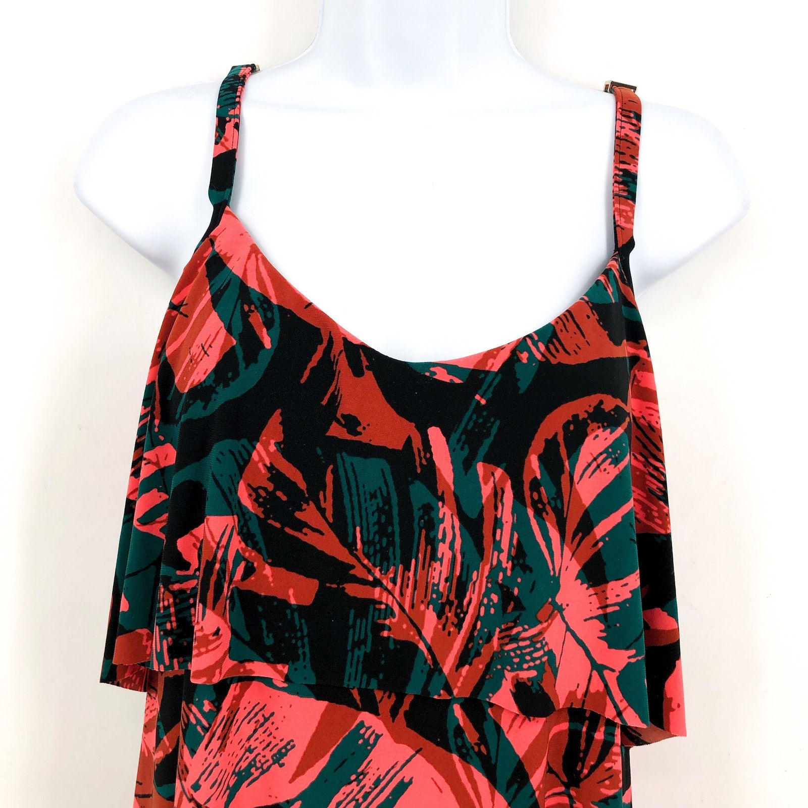 MAGICSUIT Women's Grace Tankini Swim Top Size 8 Black Red Livin Lush Print NWT