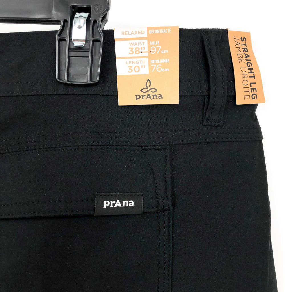 PRANA Men's Stretch Zion Pants II 38x30 Black Relaxed Fit Straight Leg NWT