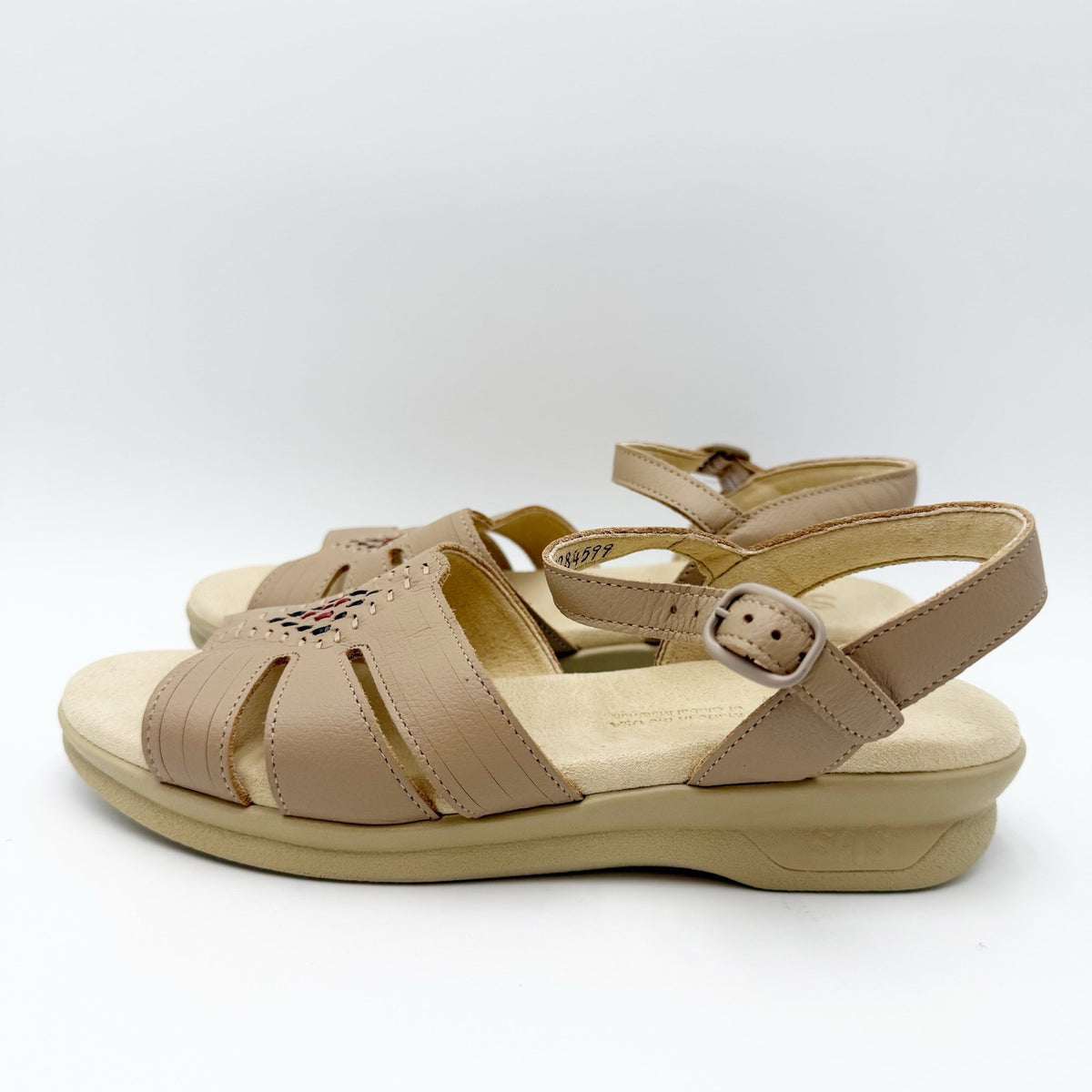 SAS Womens Huarache Sandals Size 7 NARROW Tan Leather Adjustable Strap NWOB