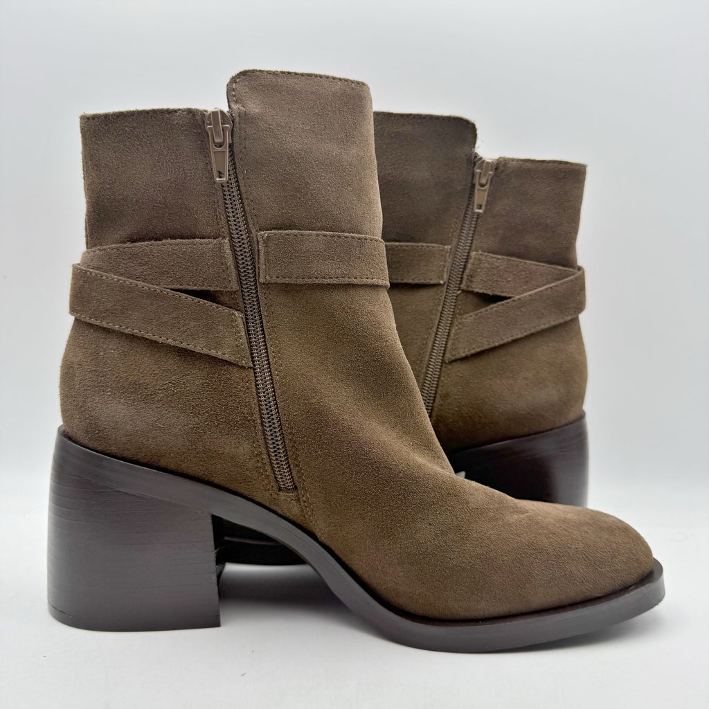 Steve Madden Womens Malenia Ankle Bootie US 10 M Dark Brown Suede NWOB