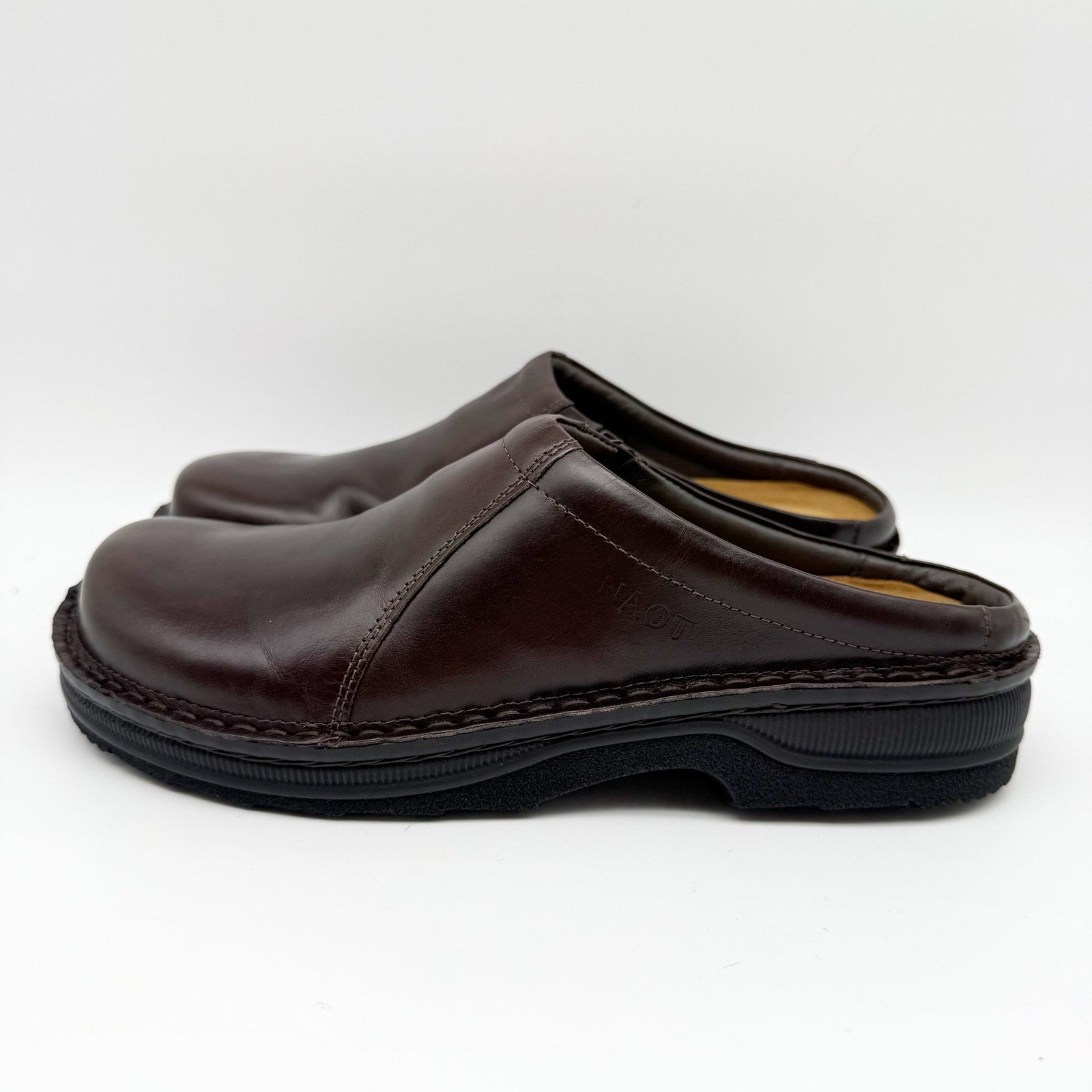Naot Mens Bjorn Clogs EU 41 US 8 Dark Brown Leather Slip On NIB