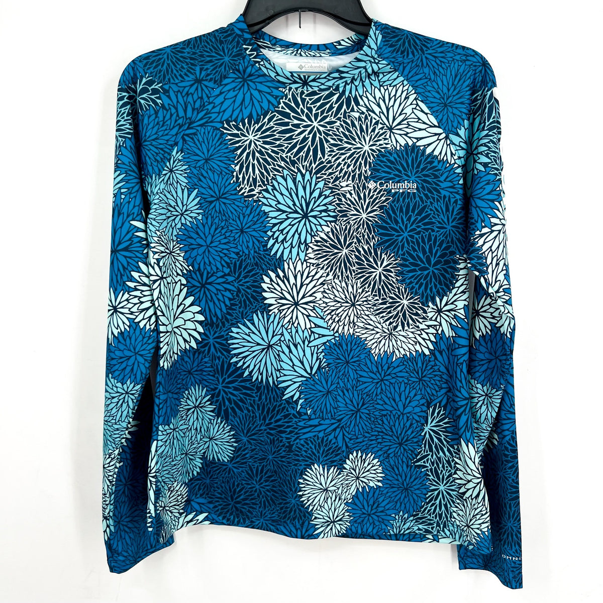 Columbia Womens Super Tidal Tee Small Blue Carbon Anemones Long Sleeve NWOT