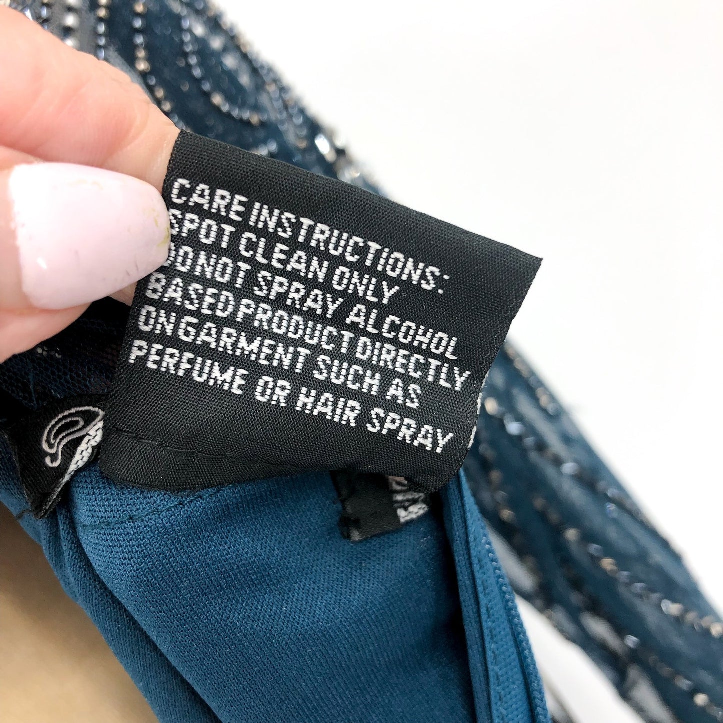 PISARRO NIGHTS Beaded Mesh Gown Size 4 Blue Rich Sapphire Mock Two-Piece NWT