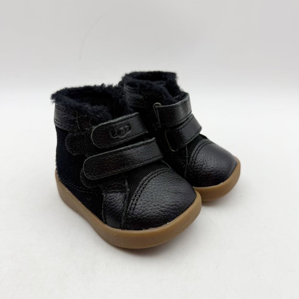 UGG Baby Rennon ll Boots US 0/1 XS Black Suede Leather NIB