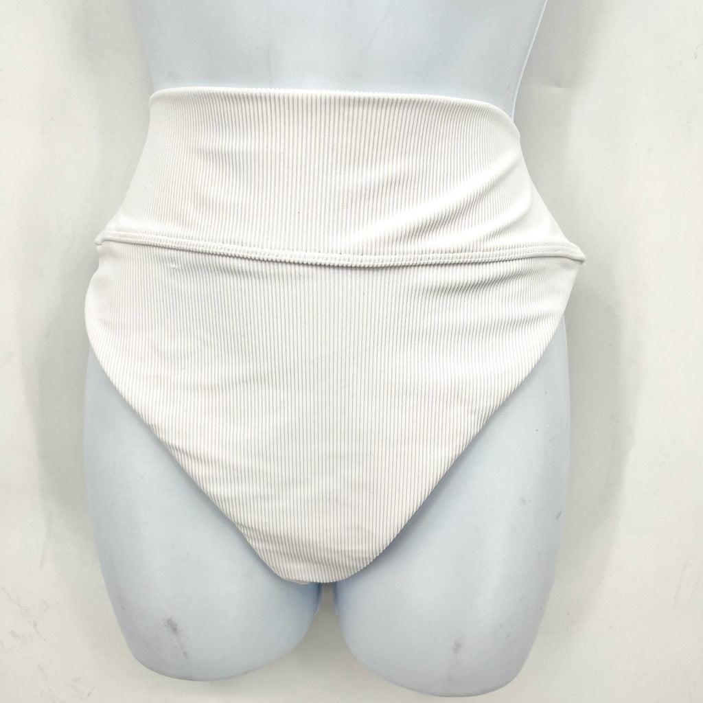 BEACH RIOT Women's Highway Bikini Bottom Large White Ribbed Knit  NWT
