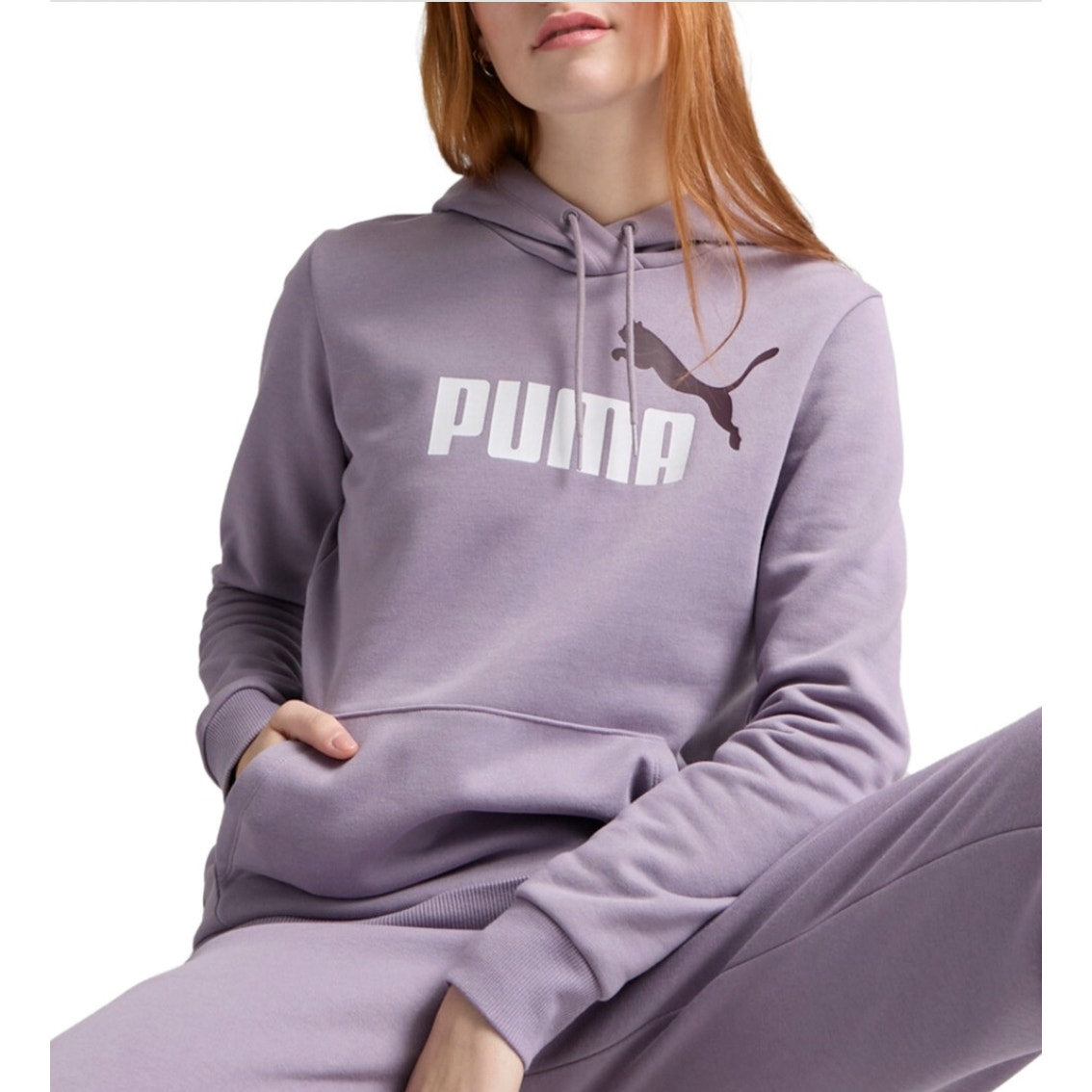 PUMA Womens Essentials Big Logo Hoodie Large Purple Pale Plum Sweatshirt NWT