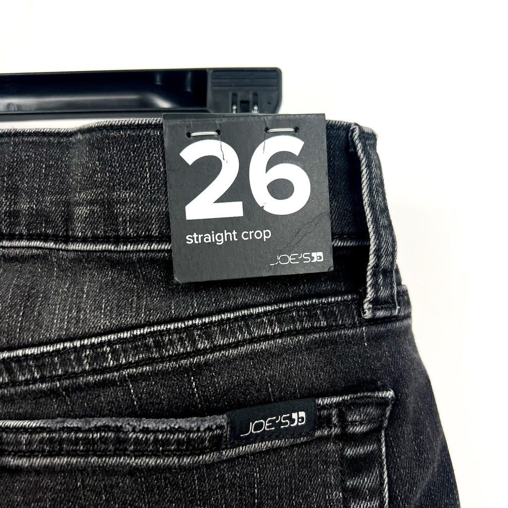 JOES JEANS Straight Crop Jeans Size 26 US 4 Black Wash Distressed Mid Rise NWT