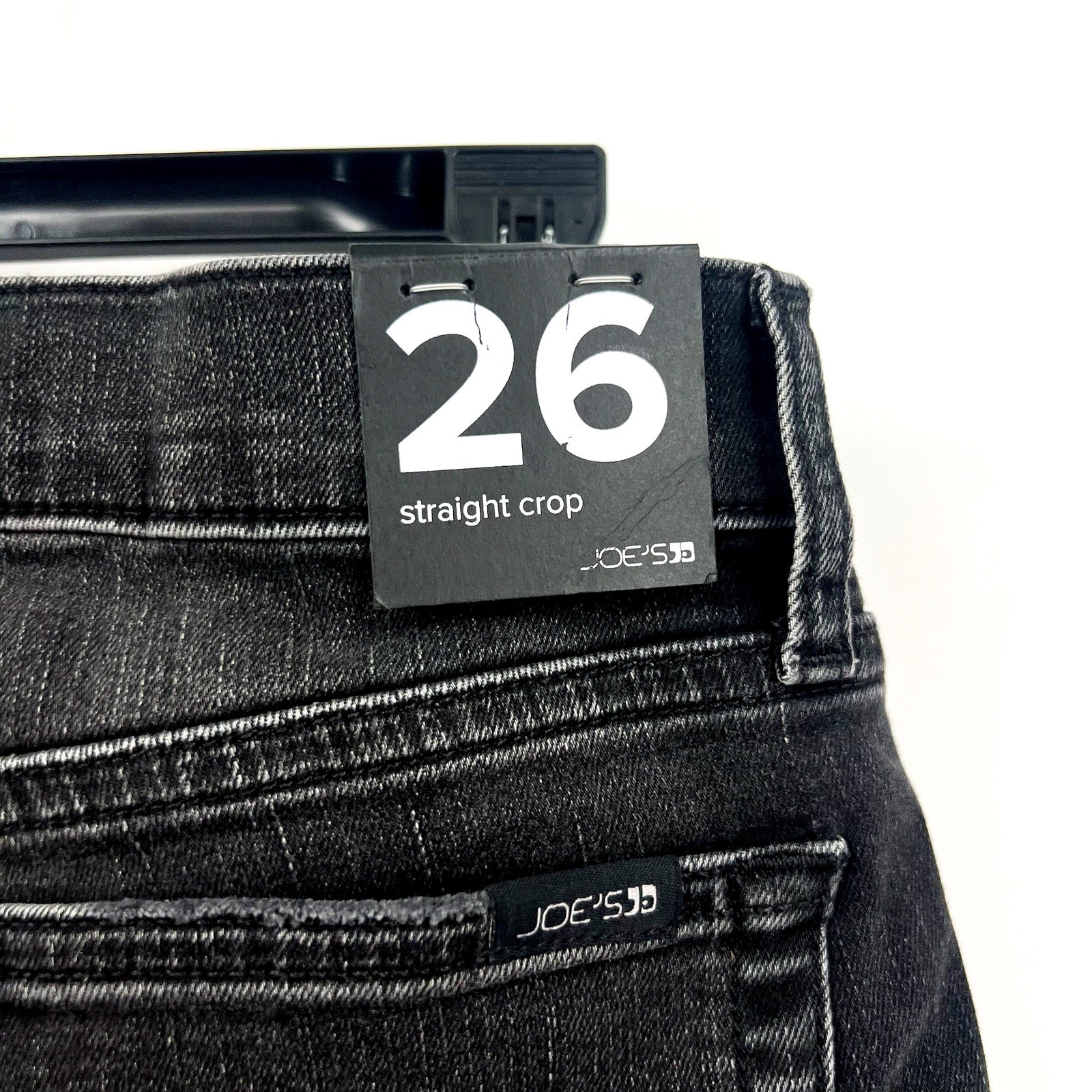 JOES JEANS Straight Crop Jeans Size 26 US 4 Black Wash Distressed Mid Rise NWT
