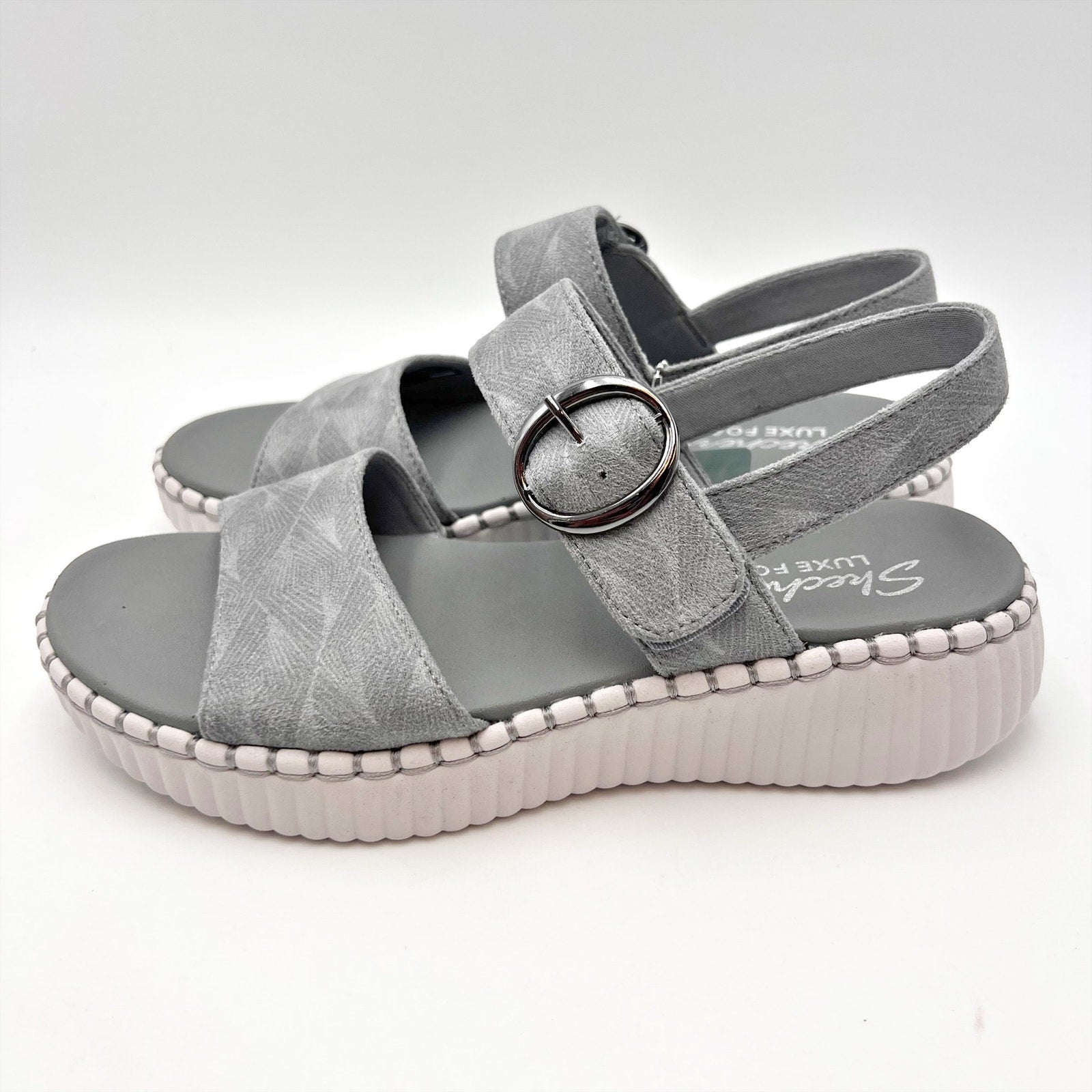 SKECHERS Womens Wilshire Boulevard Illusion of Love Sandals Size 9 Grey NIB