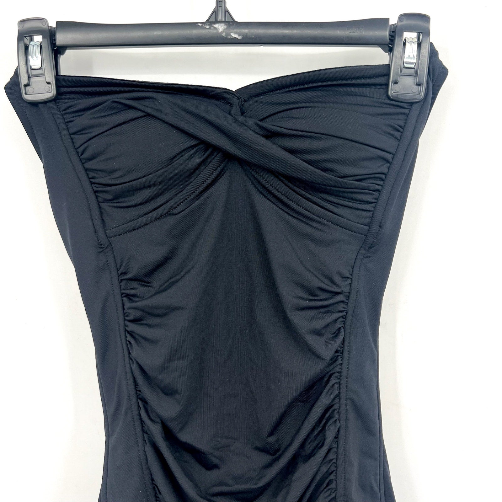 SEAFOLLY Twist Front Boyleg One Piece Swimsuit Size 4 Black Halter Soft Cup NWT
