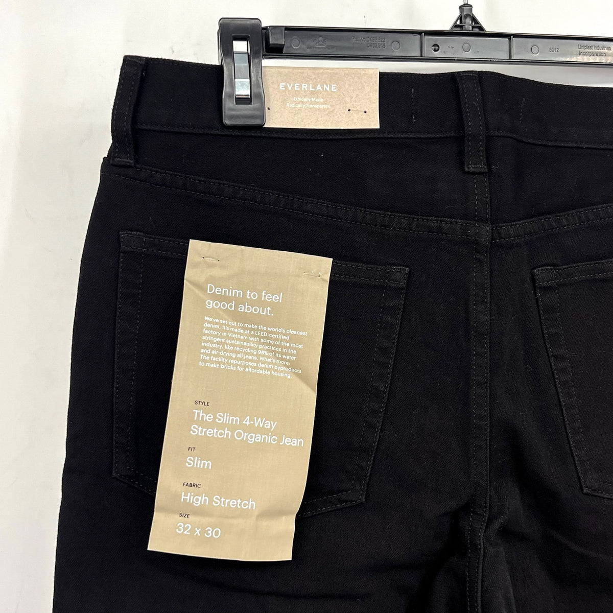 EVERLANE Uniform Men's Slim Jeans 32x30 Black 4-Way Stretch Organic Cotton NWT