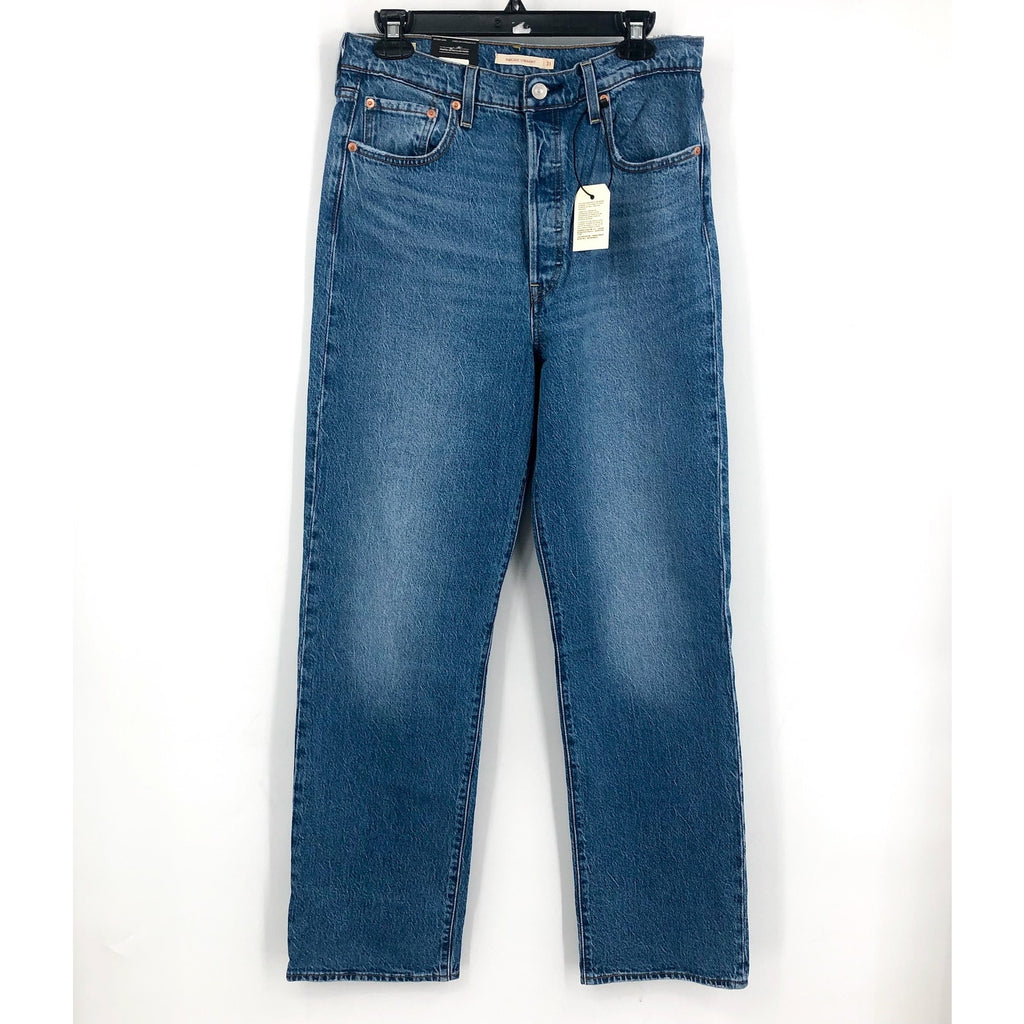 LEVI'S Womens Ribcage Straight Jeans 31x32 US 12 Blue Dance Around 790780008 NWT