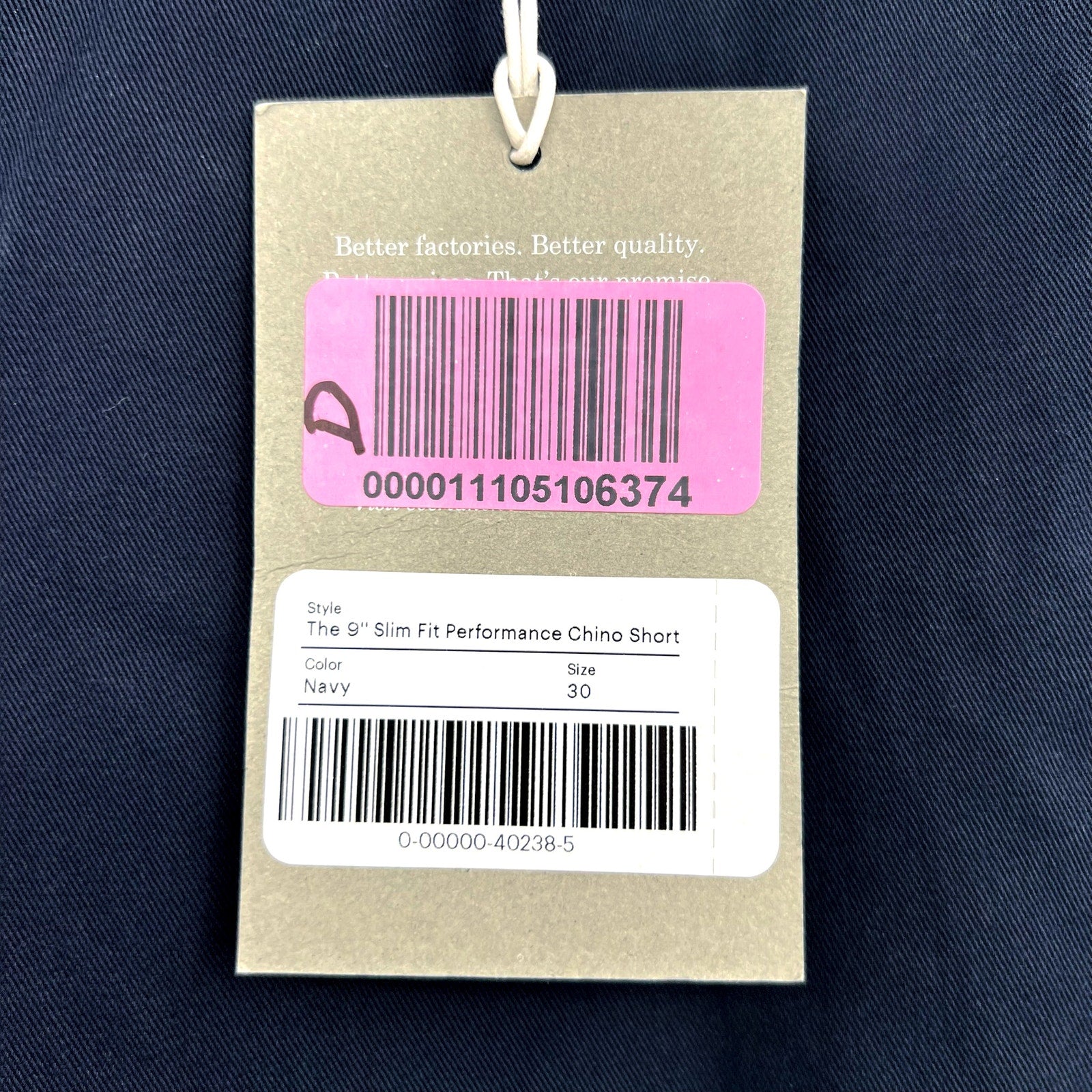 EVERLANE Men's The 9" Performance Chino Shorts Size 30 Navy Blue Slim-Fit NWT