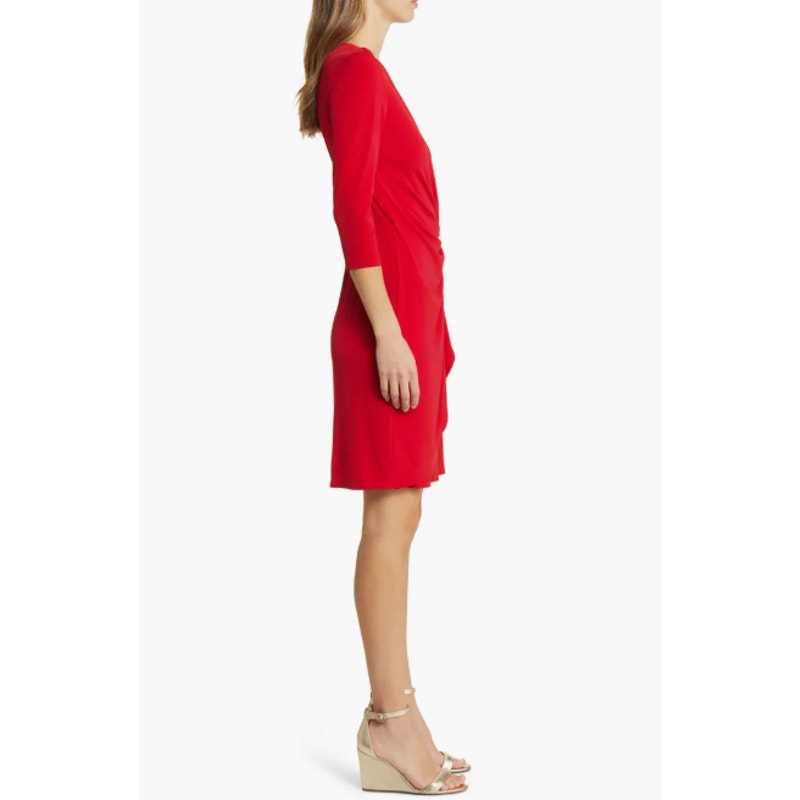 TOMMY BAHAMA Clara Faux Wrap Dress XL Tango Red Stretch Jersey Rhinestone NWT