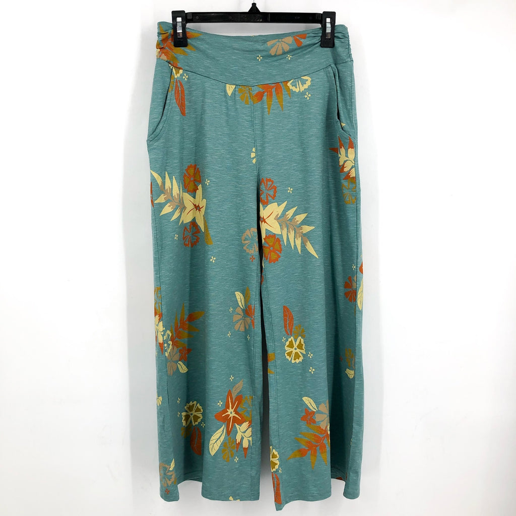 TOAD & CO Women's Chaka Wide Leg Pants Medium Mineral Blue Floral Print NWT