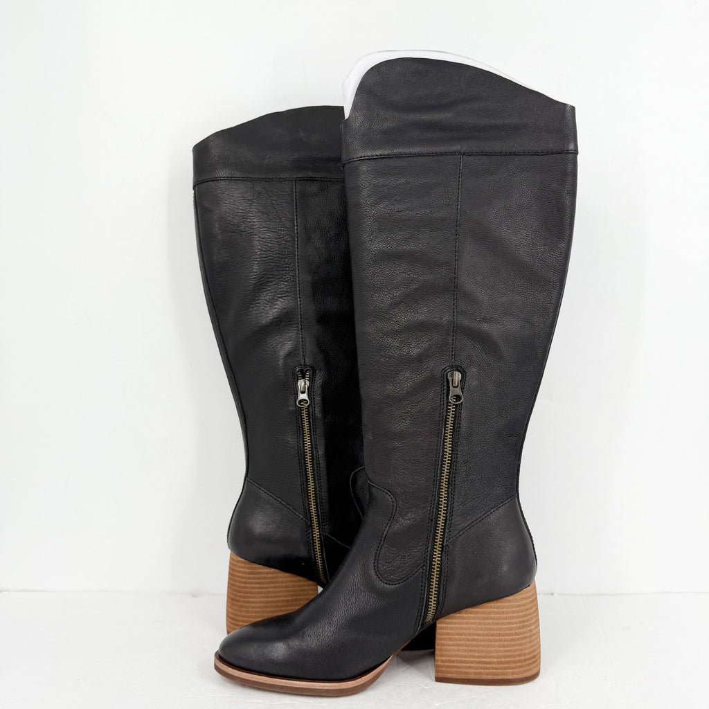 Kork-Ease Womens Avril Knee High Boots Size 8.5 M EU 39 Black Leather NIB