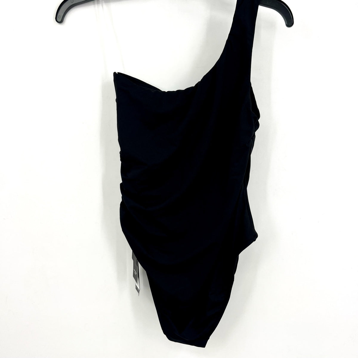 SEAFOLLY COLLECTIVE One Shoulder One Piece Swimsuit Size 2 Black Ruched NWT