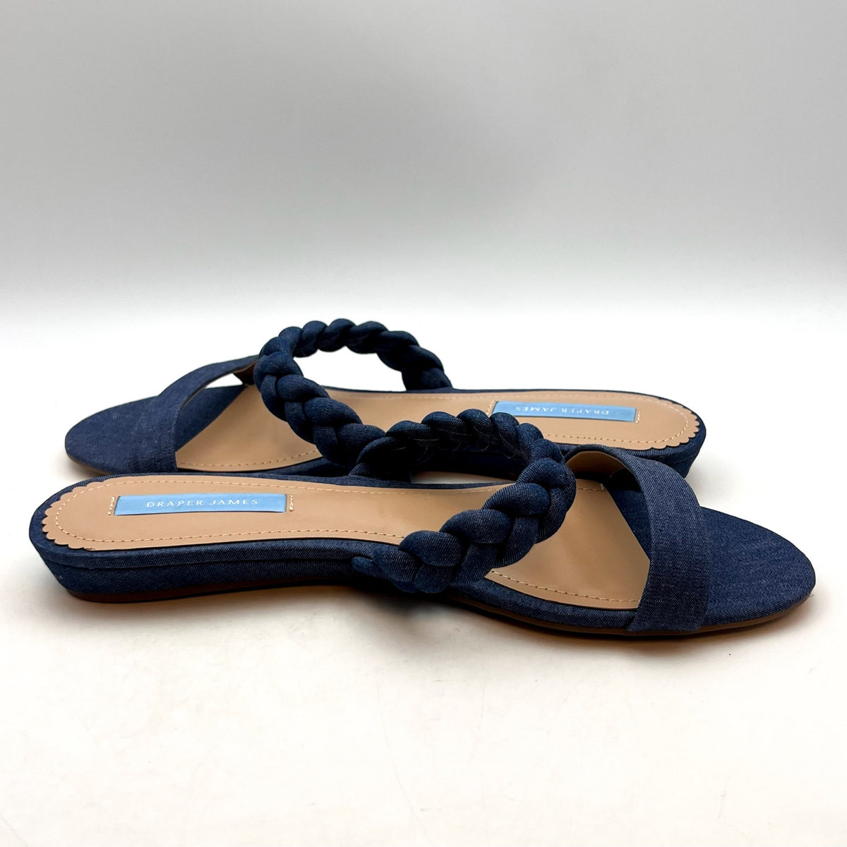 DRAPER JAMES Women's Ellie Slide Sandals Size 8.5 Dark Blue Braded Strap NWOB